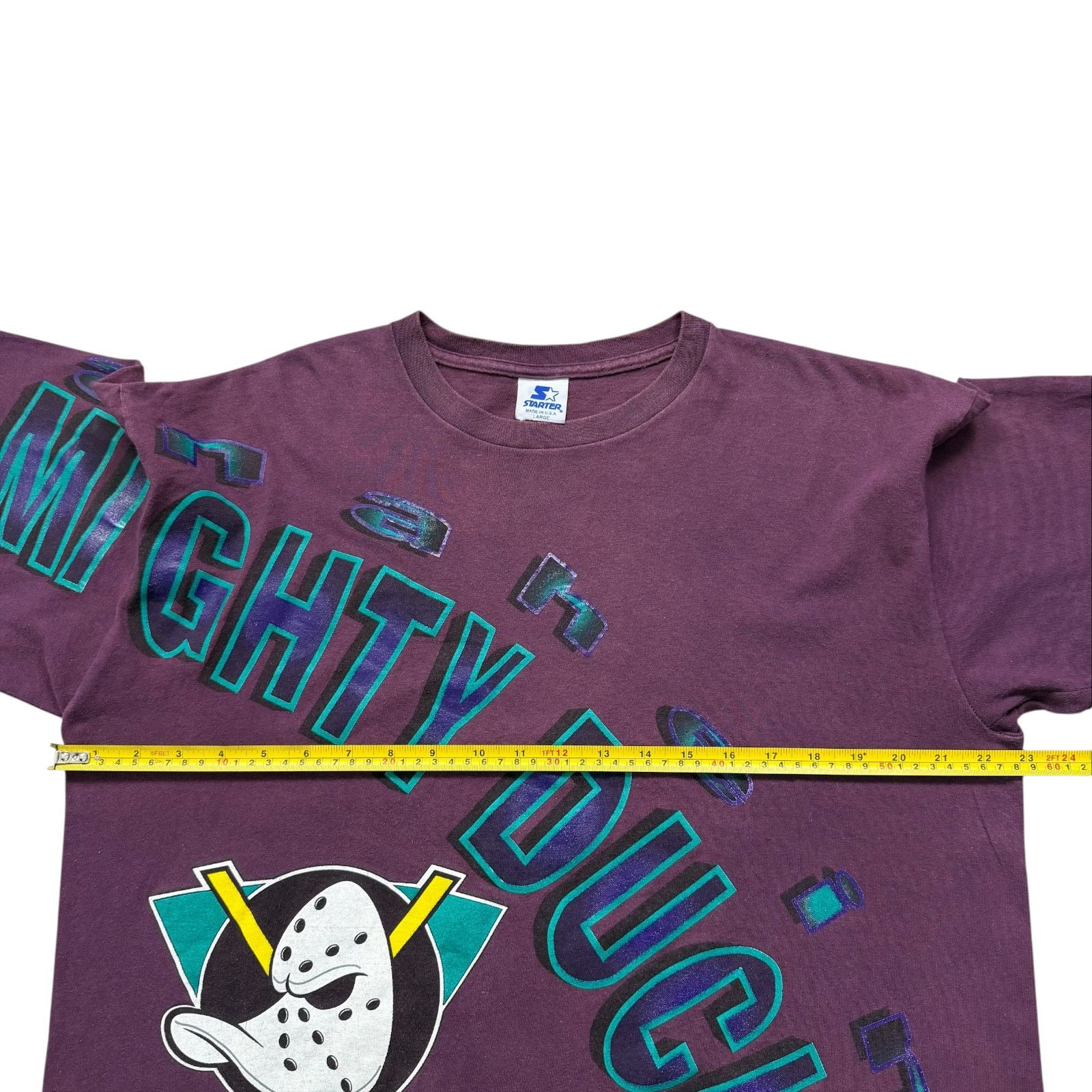 NHL VTG 90s MIGHTY DUCKS ANAHEIM 1993 STARTER AOP T-SHIRT Size US L / EU 52-54 / 3 - 9 Thumbnail