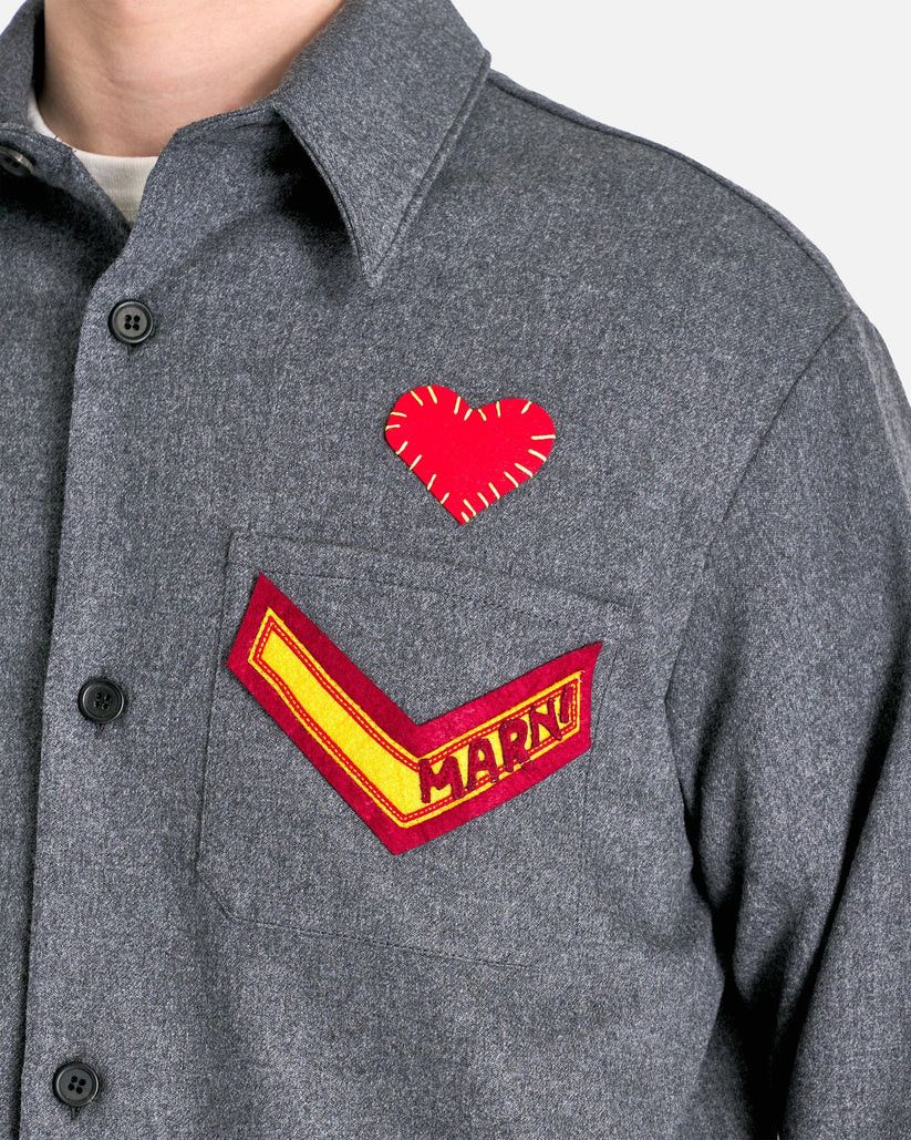 Marni o1s1v1r1oon0925 Compact Wool Flannel Shirt in Grey Size US L / EU 52-54 / 3 - 5 Thumbnail