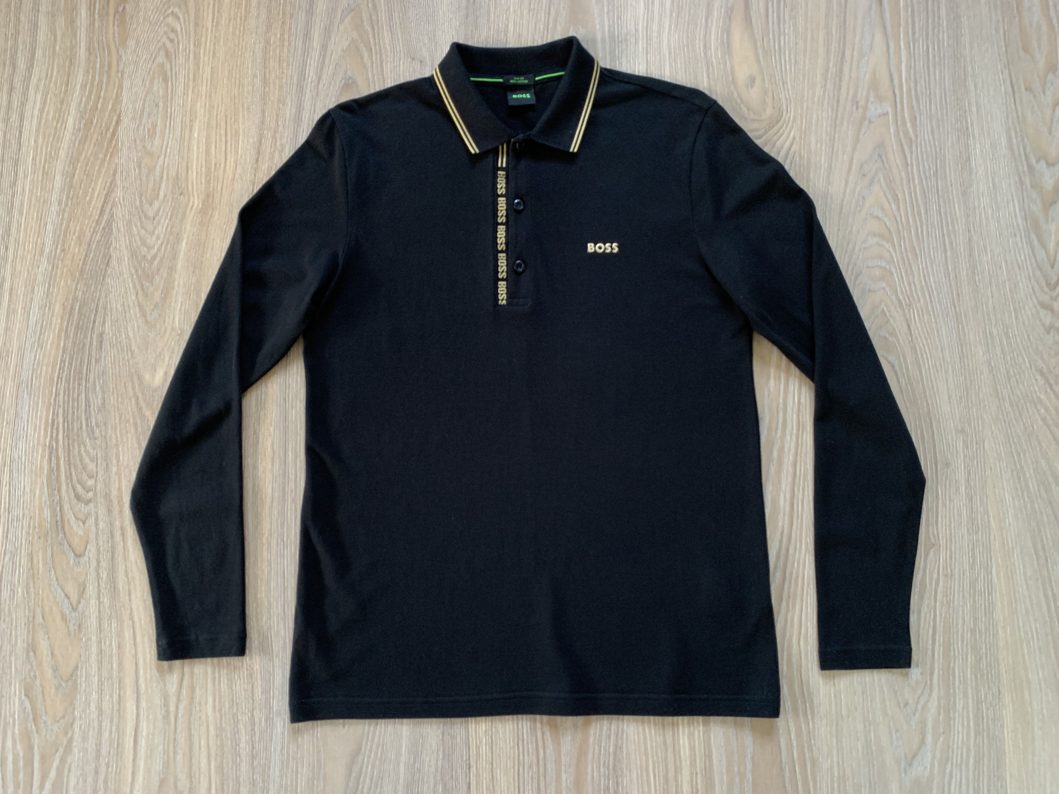 Hugo Boss Hugo Boss Slim Fit Pima Cotton Black Long Sleeve Polo Size US M / EU 48-50 / 2 - 2 Thumbnail
