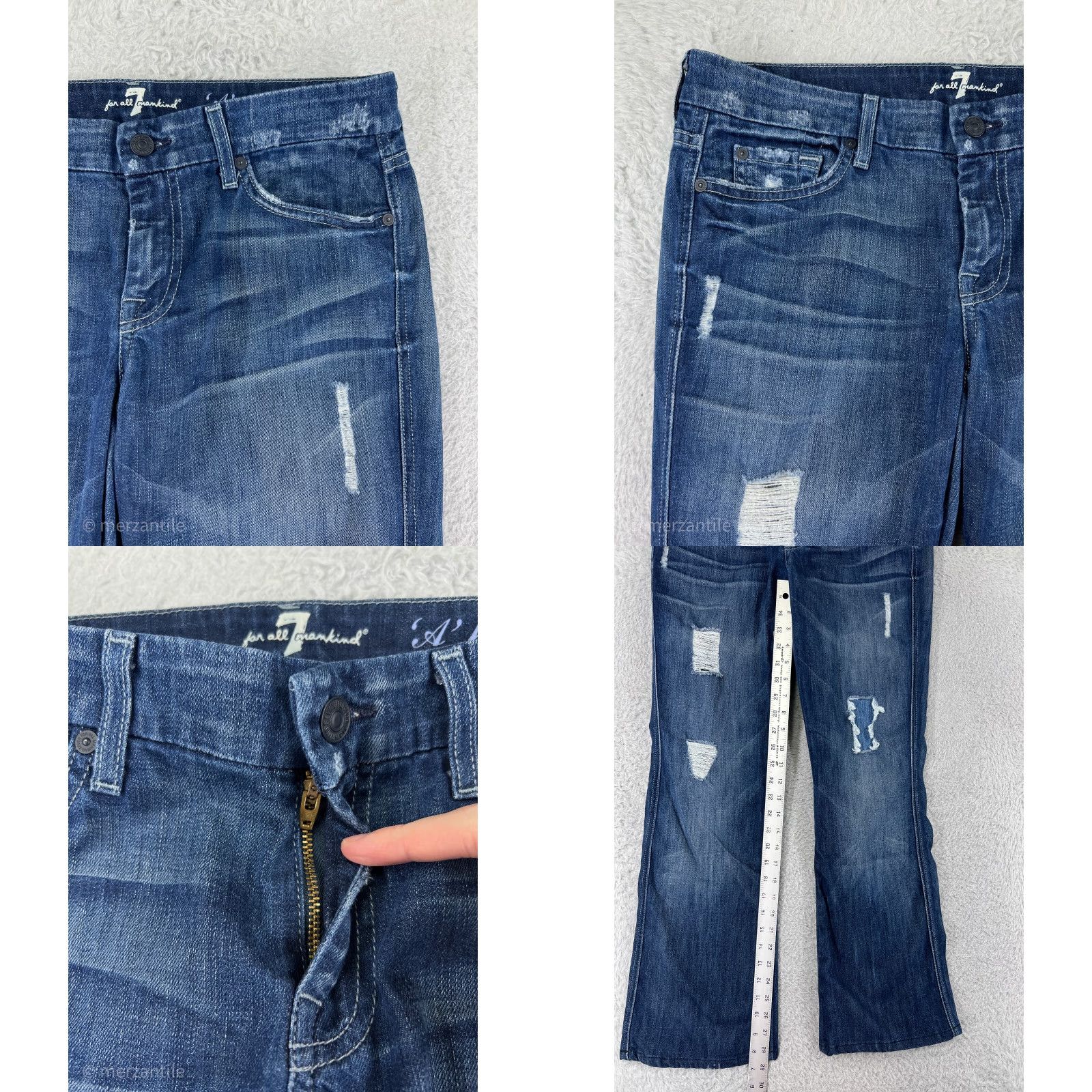 Vintage Seven7 Womens Denim Jeans 30 Blue Bootcut Distressed Embroidered Cotton Blend 2000s Size 30" / US 8 / IT 44 - 8 Thumbnail