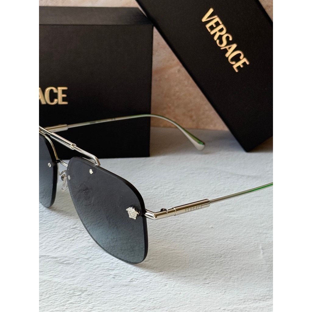 Versace NEW Versace VE2296 Aviator Sunglasses in Silver Grey Size ONE SIZE - 3 Thumbnail