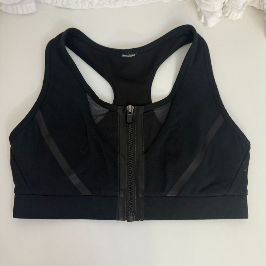 Fabletics Fabletics XS Black Sports Bra Front Zipper & Racerback Size ONE SIZE - 1 Thumbnail