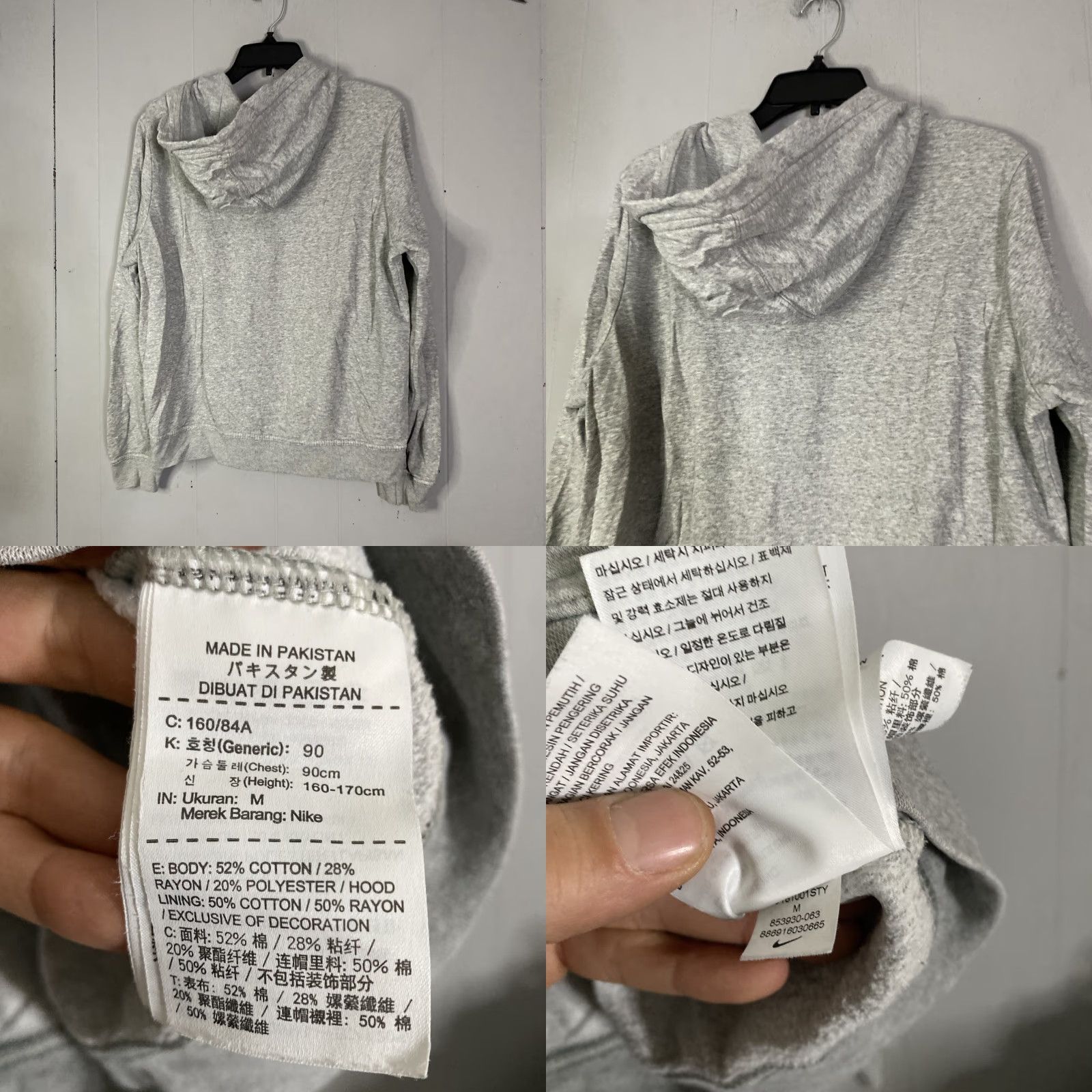 Nike Nike Hoodie Womens Small Grey Cropped Zip Up Full Zip Hooded Pockets Logo Activewear, 90s? No, not applicable. Size M / US 6-8 / IT 42-44 - 8 Thumbnail