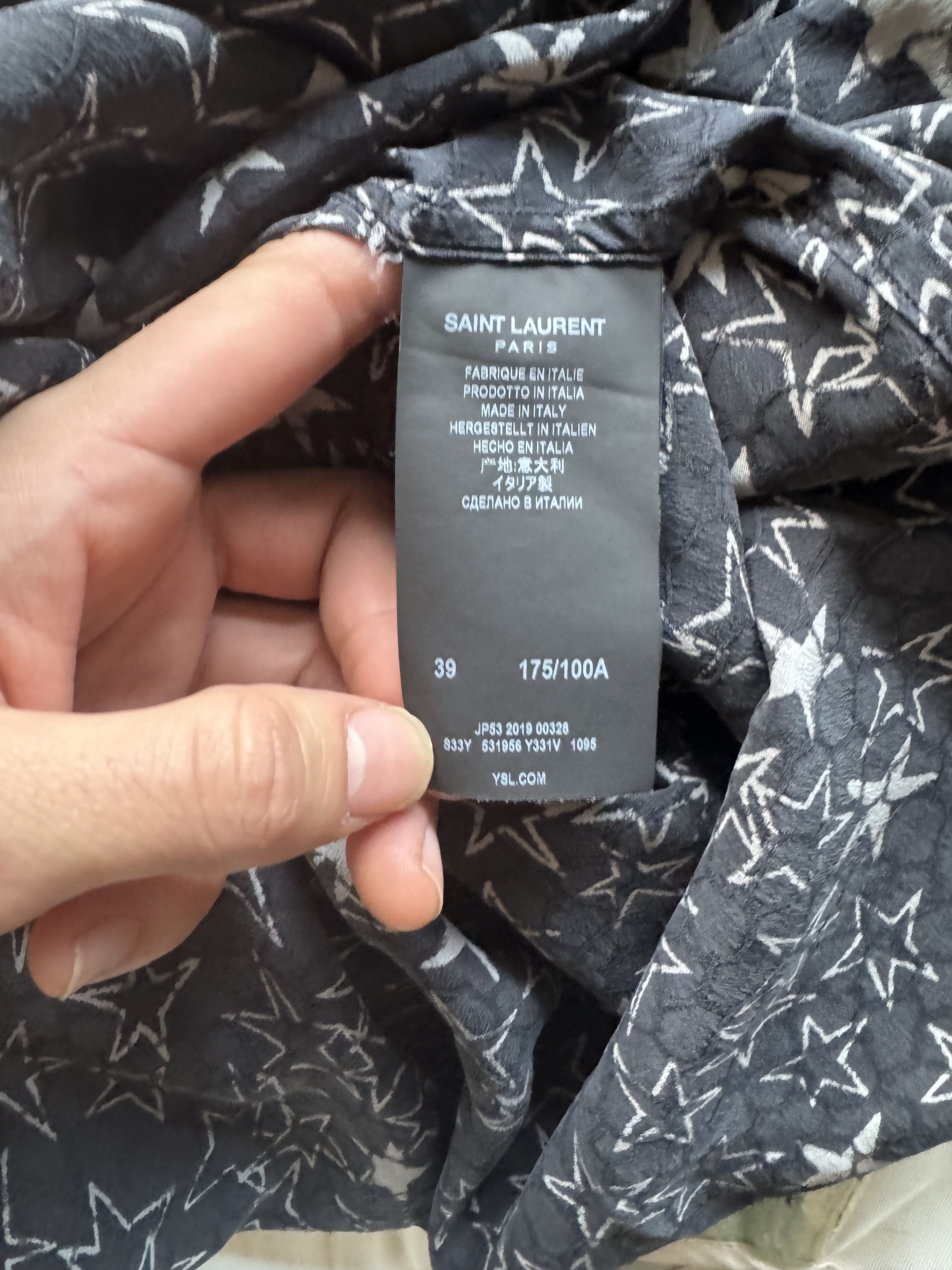 Saint Laurent Paris SS20 Star Print Silk Shirt Size US S / EU 44-46 / 1 - 15 Thumbnail