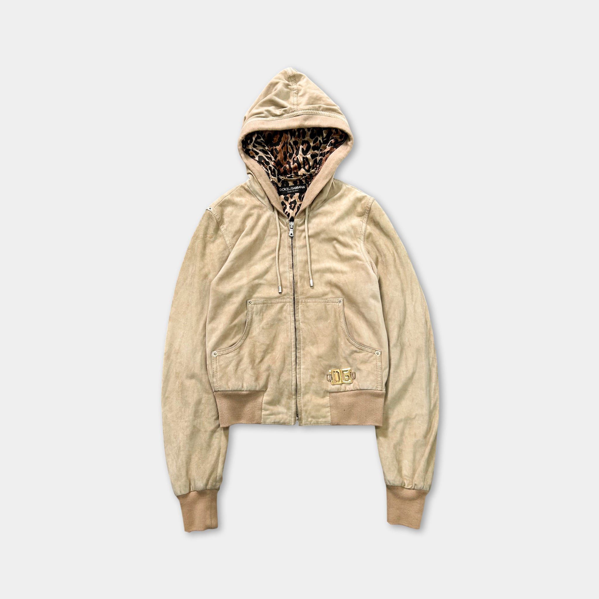 Dolce & Gabbana Dolce & Gabbana 2000s Cropped Camel Beige Suede Zip Hoodie Size XS / US 0-2 / IT 36-38 - 1 Thumbnail