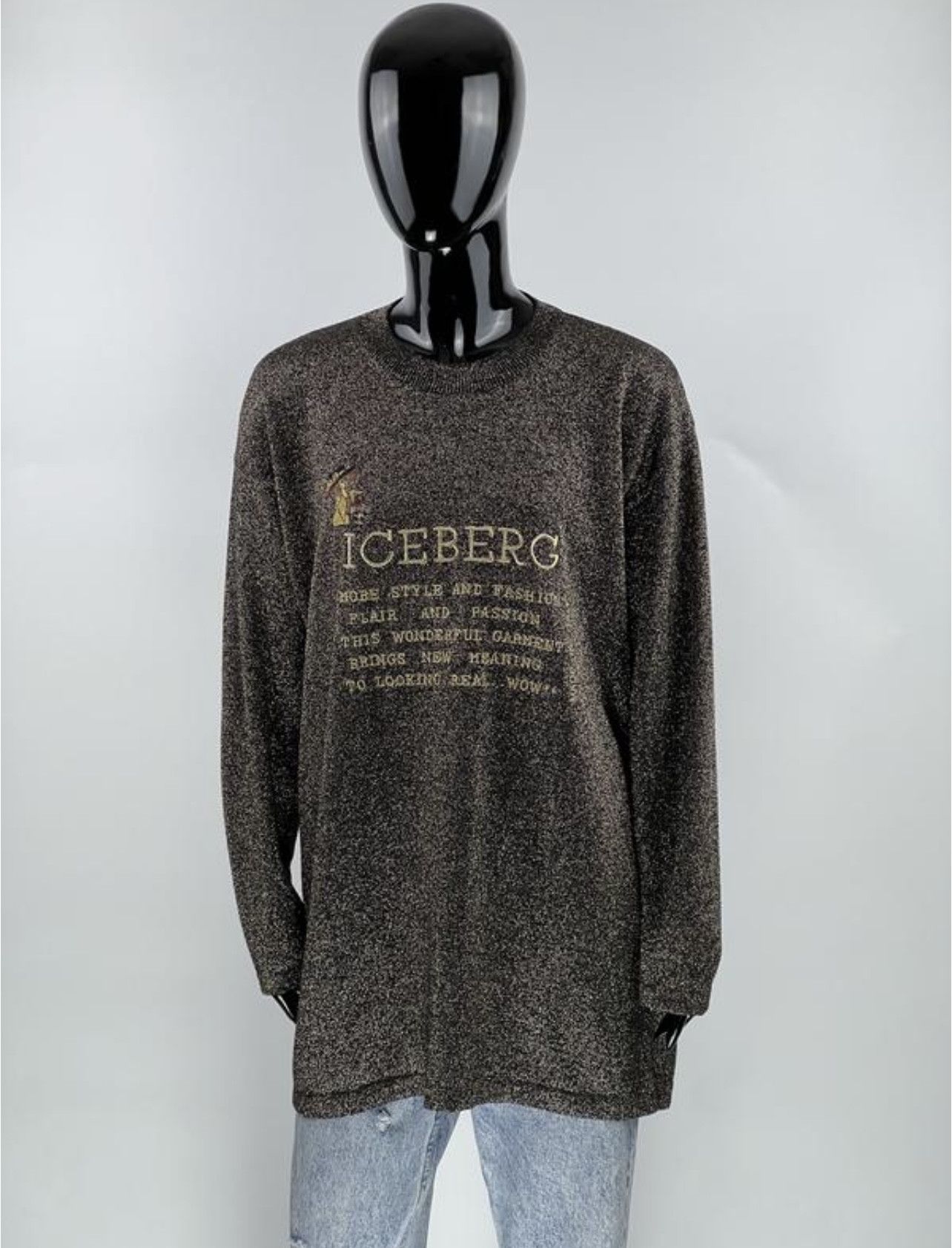 Iceberg × Vintage 90s Rare Vintage Iceberg Wool Lurex Long Sweater IT44 Size M / US 6-8 / IT 42-44 - 1 Thumbnail