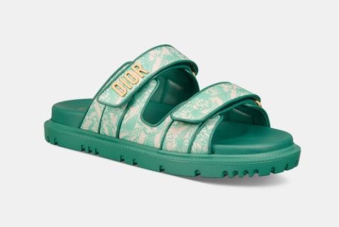 Dior o1w1db11124 Butterfly Print Slides in Sea Green Size US 8 / IT 38 - 2 Thumbnail