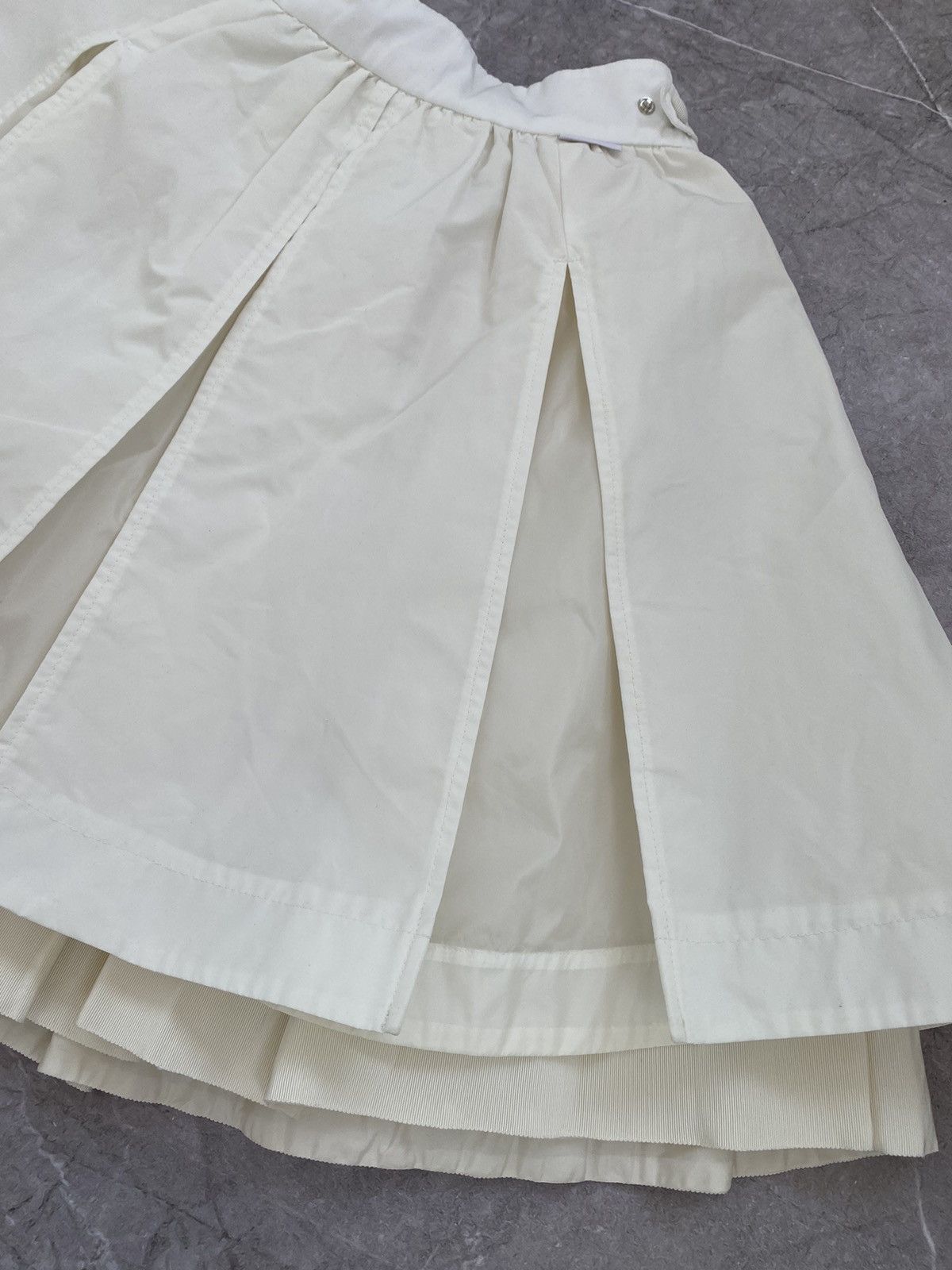 Moncler Nylon Chiffon Layered Ruffled Midi Skirt White