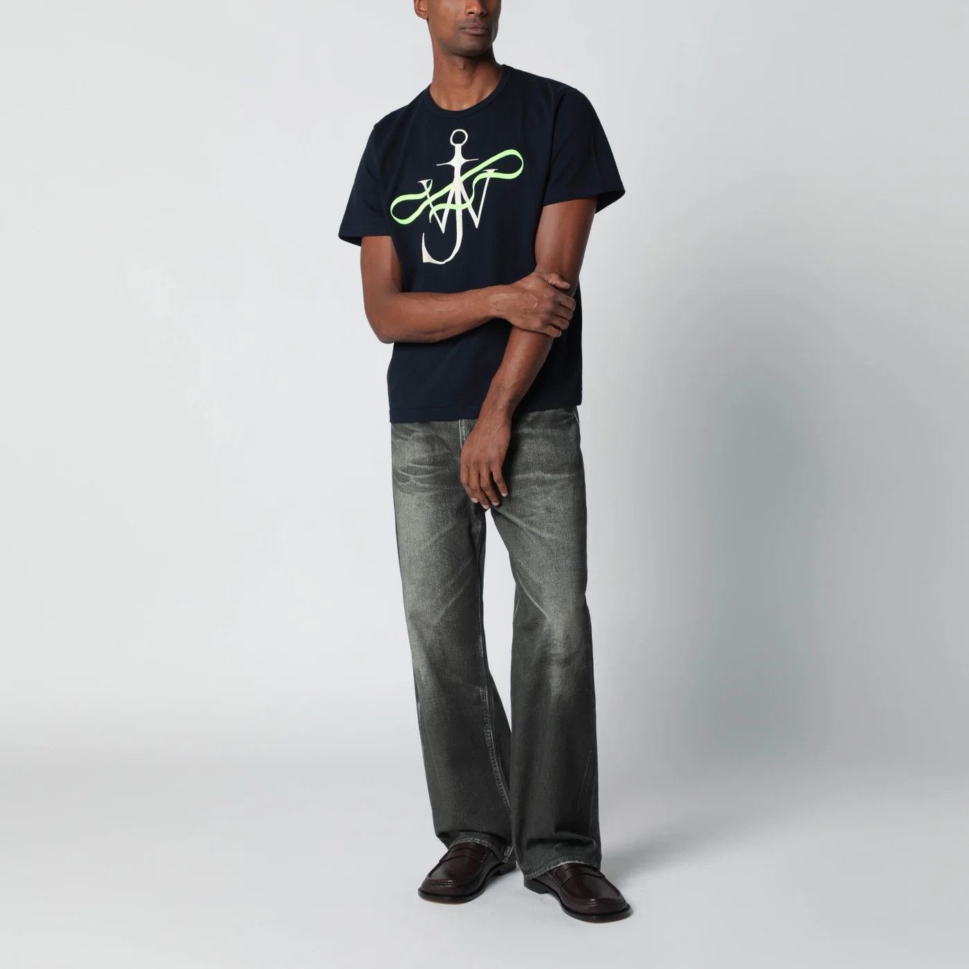 JW Anderson o1d2blof0526 Logo Print Short Sleeve T-Shirt in Navy Blue Size US M / EU 48-50 / 2 - 2 Thumbnail