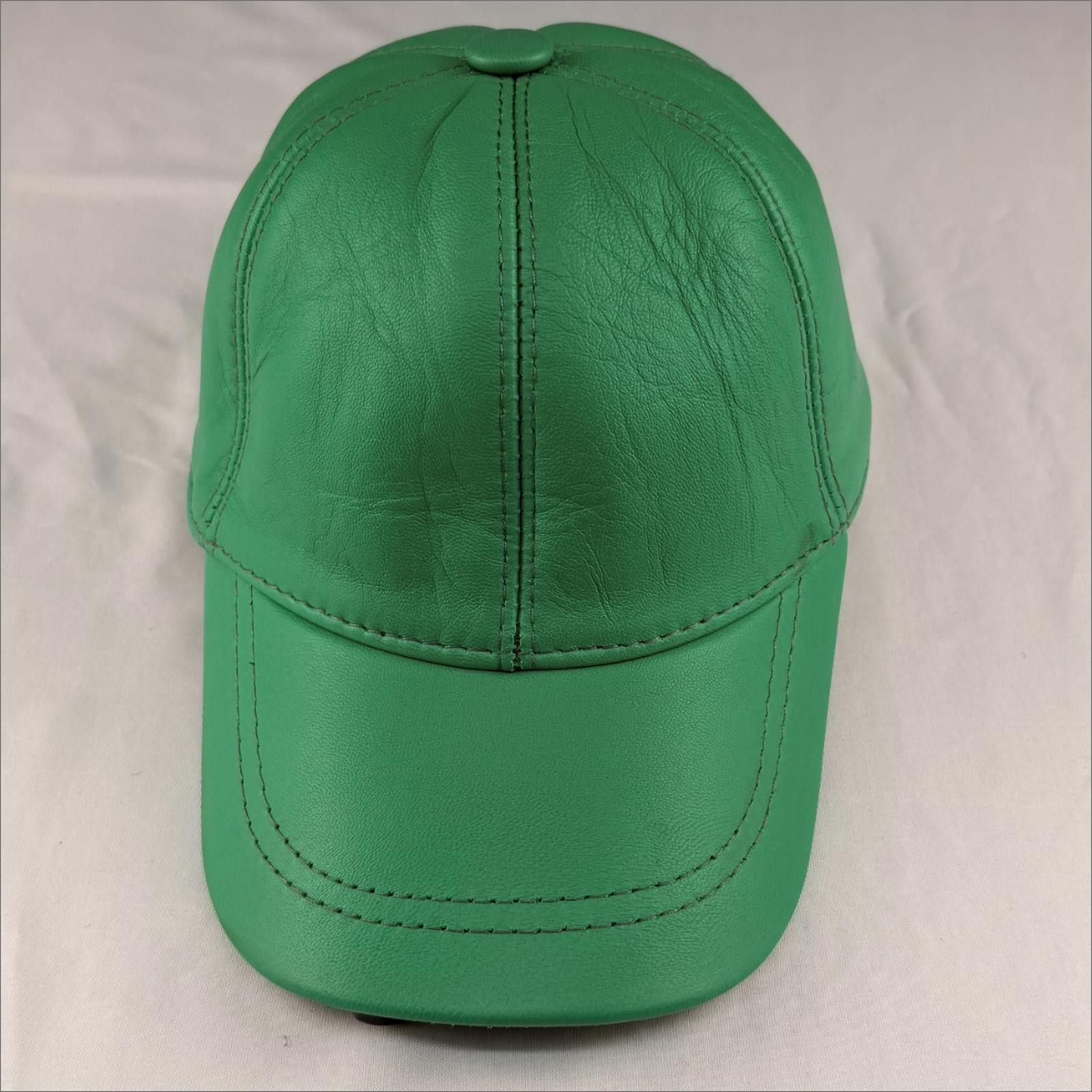 Other NEW Green Matt Leather Baseball Cap - Premium Hat 085 Size ONE SIZE - 2 Thumbnail