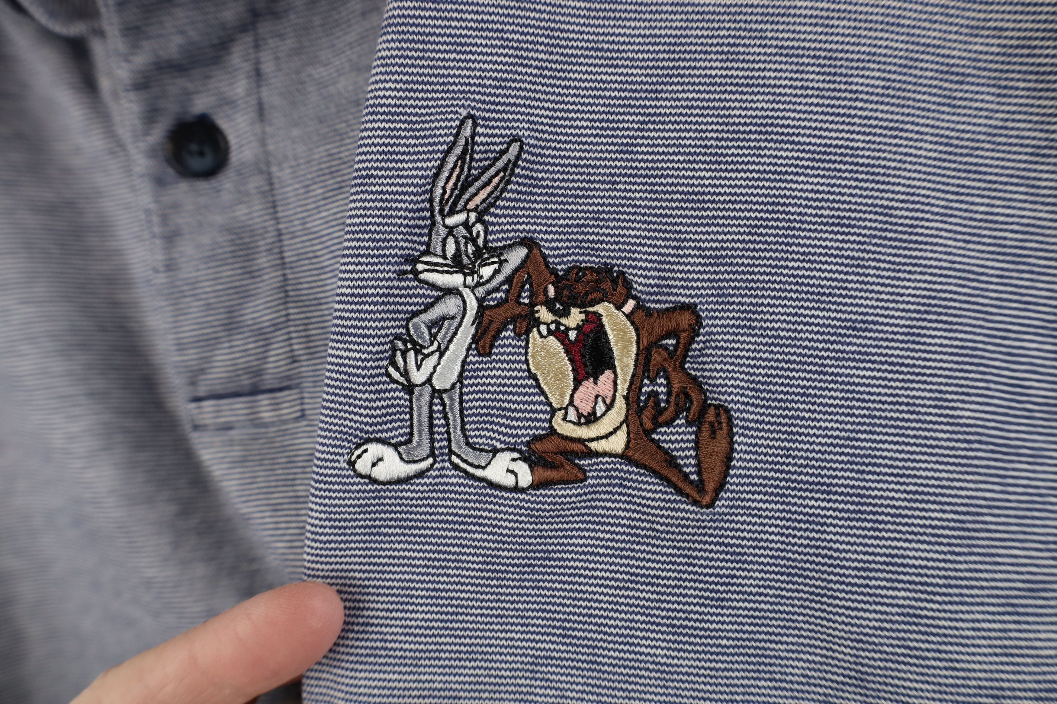 Vintage Vintage 90s Looney Tunes Taz Devil Striped Knit Golf Polo Size US XXL / EU 58 / 5 - 4 Thumbnail