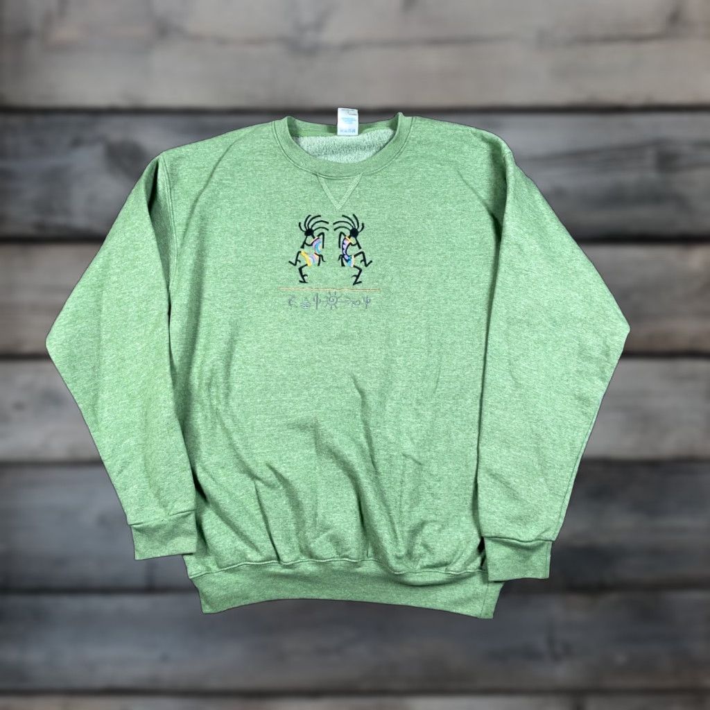 Vintage Vintage Retro Music Embroidered Sweatshirt Adult XL Marled Green Crewneck Size US XL / EU 56 / 4 - 1 Thumbnail