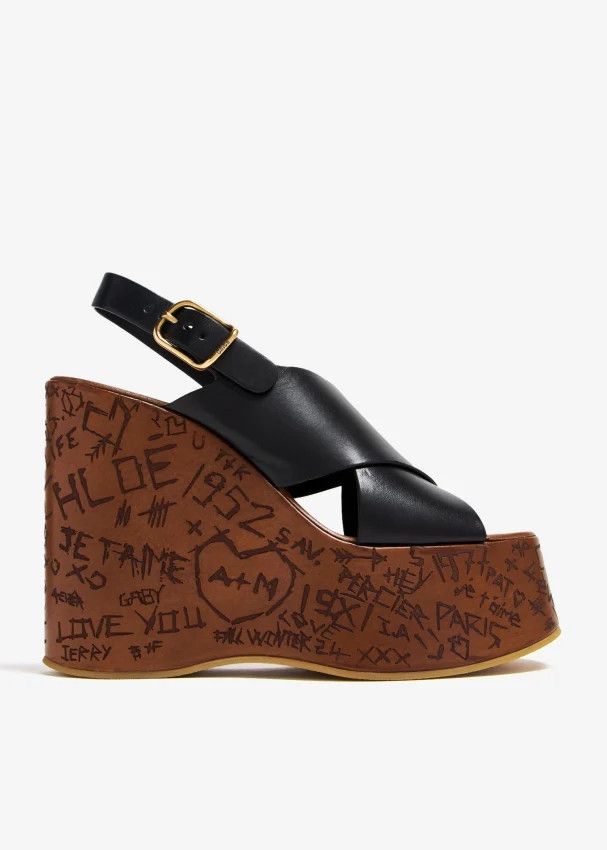 Chloe o1s22i1n0425 Cotton Wedge Shoes in Black Size US 10 / IT 40 - 1 Thumbnail