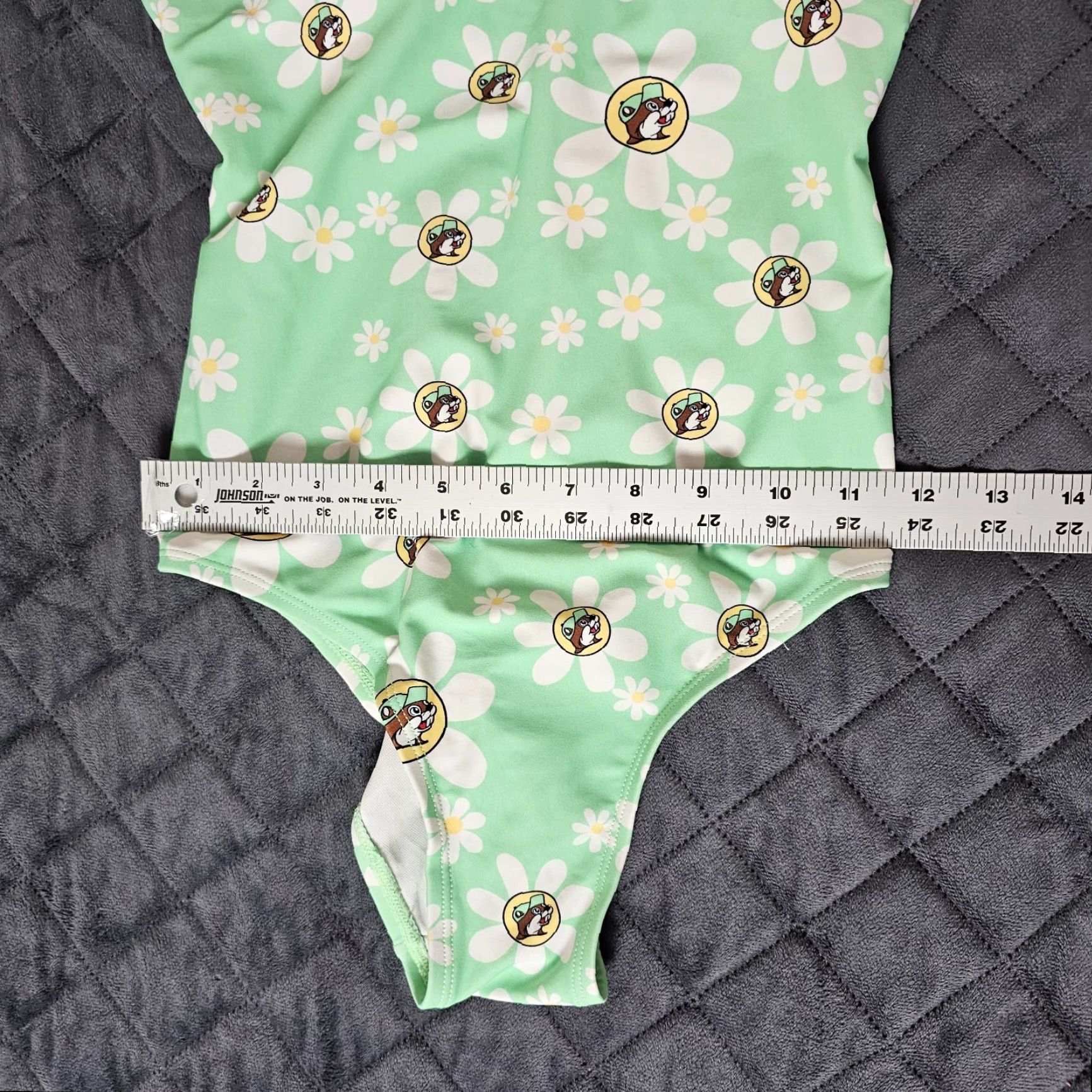 Logo 7 VINTAGE Buc-ee’s Beaver Logo Floral One-Piece Swimsuit Women Size S Green Neo­n Neon Pool Suit Ladies S Size ONE SIZE - 6 Thumbnail