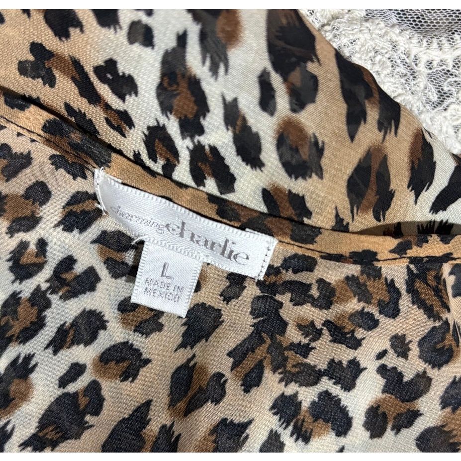 Other Women's Chic Leopard Print Lace Trim Cami Top | Size L | EUC Size L / US 10 / IT 46 - 5 Thumbnail