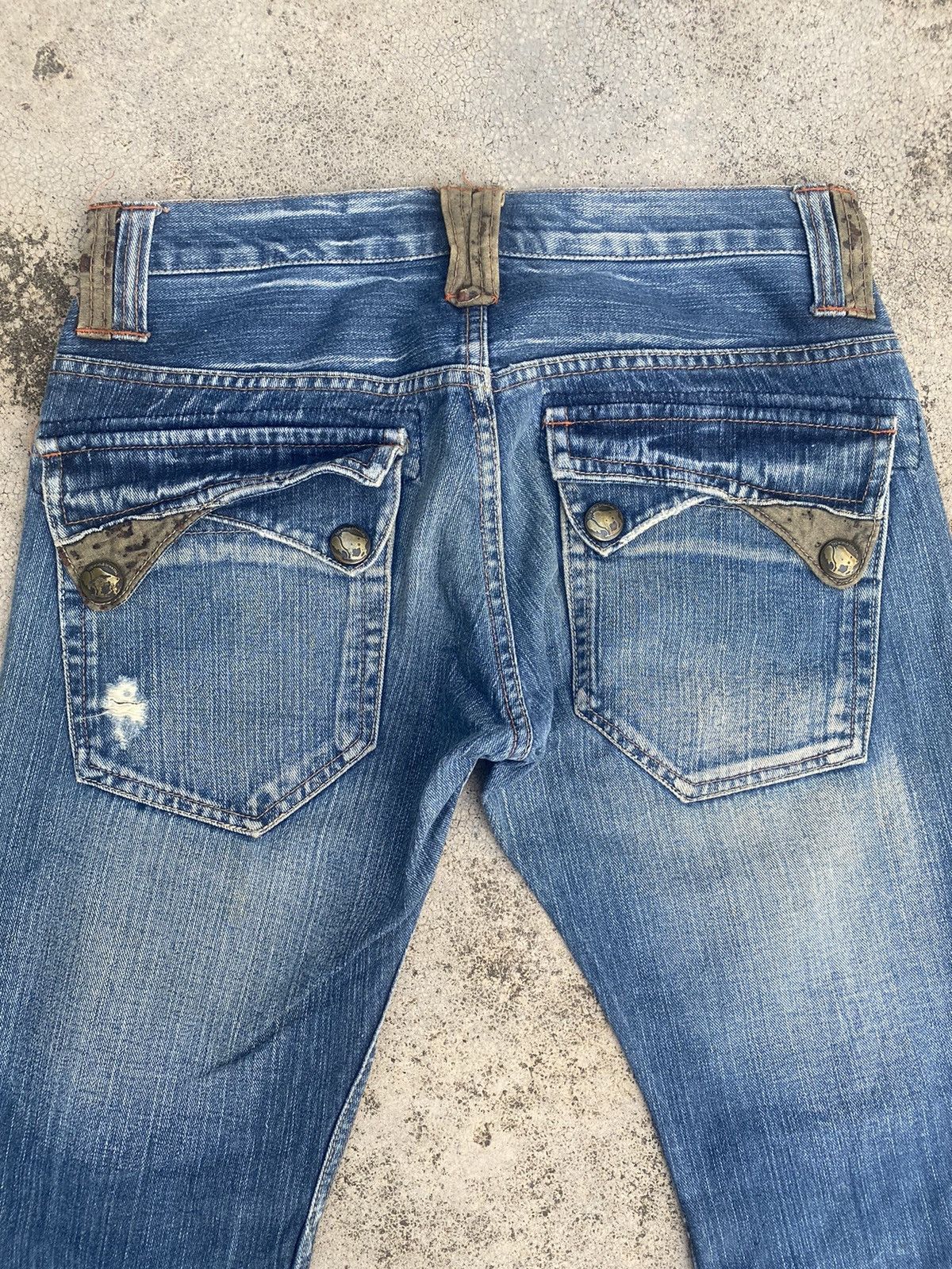 Japanese Brand Flare Jeans Root Three Distressed Fade Bootcut Size US 30 / EU 46 - 24 Thumbnail