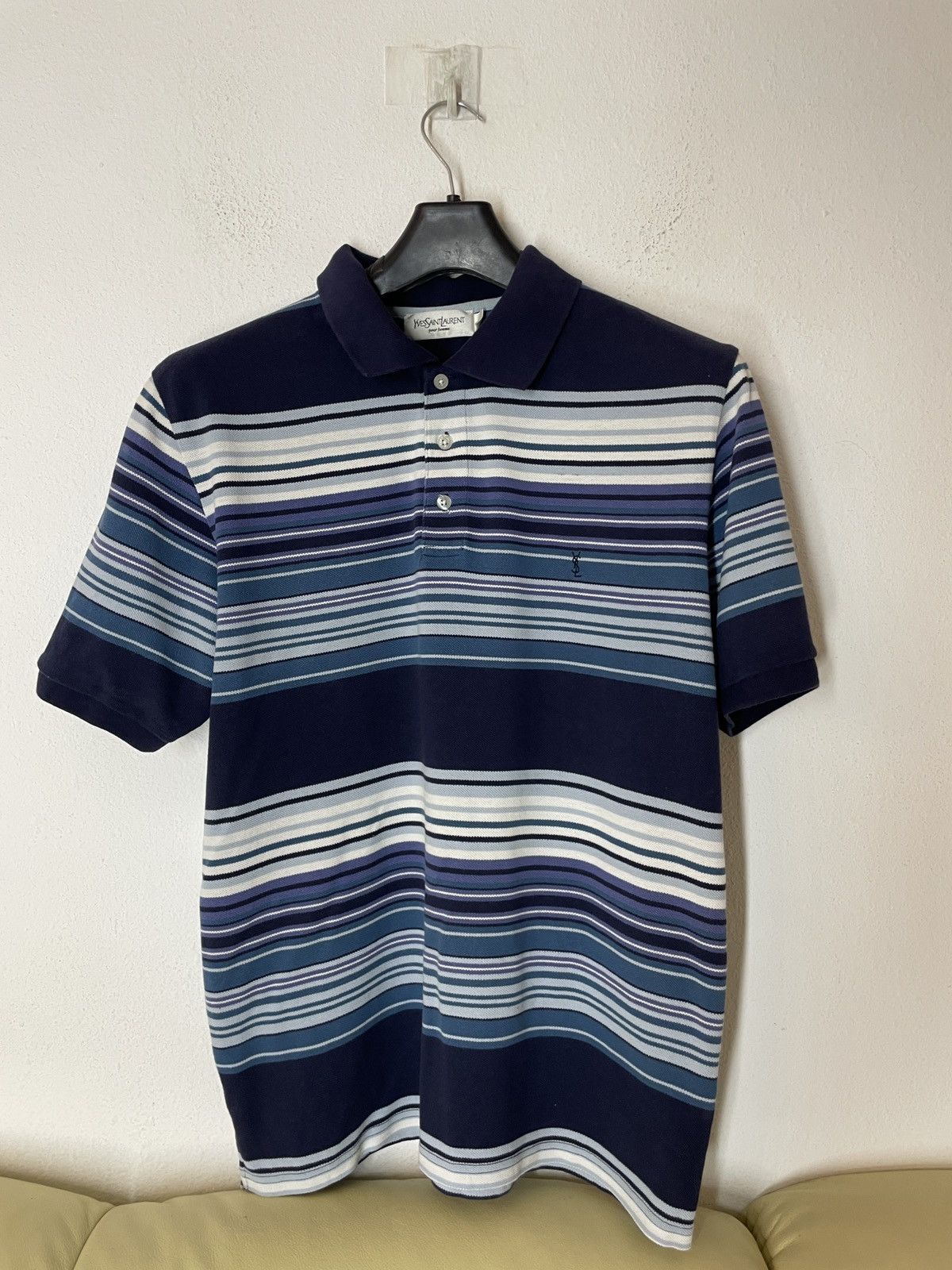 Yves Saint Laurent Vintage YSL Striped Polo Shirt Size US L / EU 52-54 / 3 - 1 Thumbnail