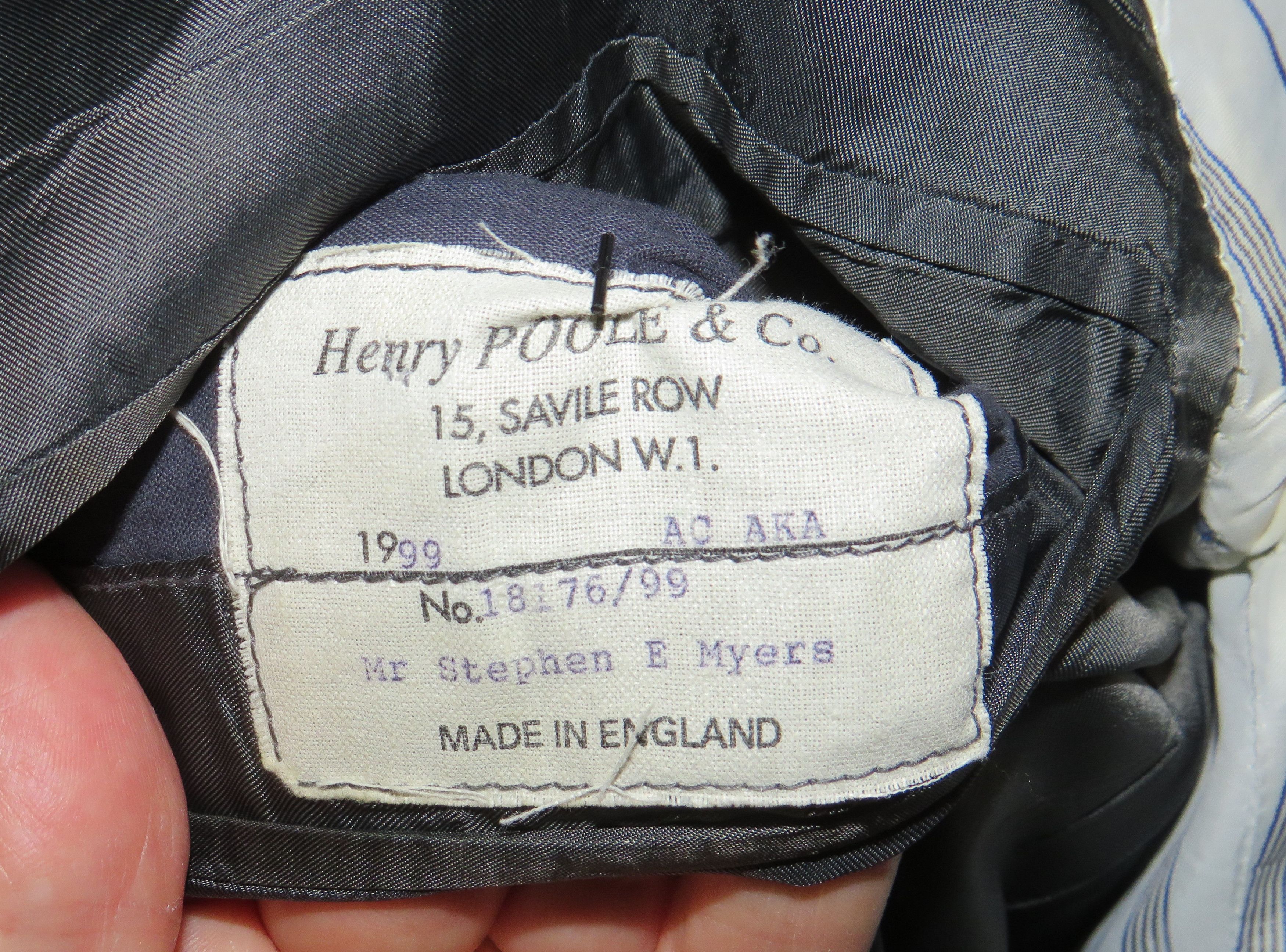 Henry Poole Savile Row Bespoke Gray Herringbone Two Button Blazer 44R Size 44R - 12 Thumbnail
