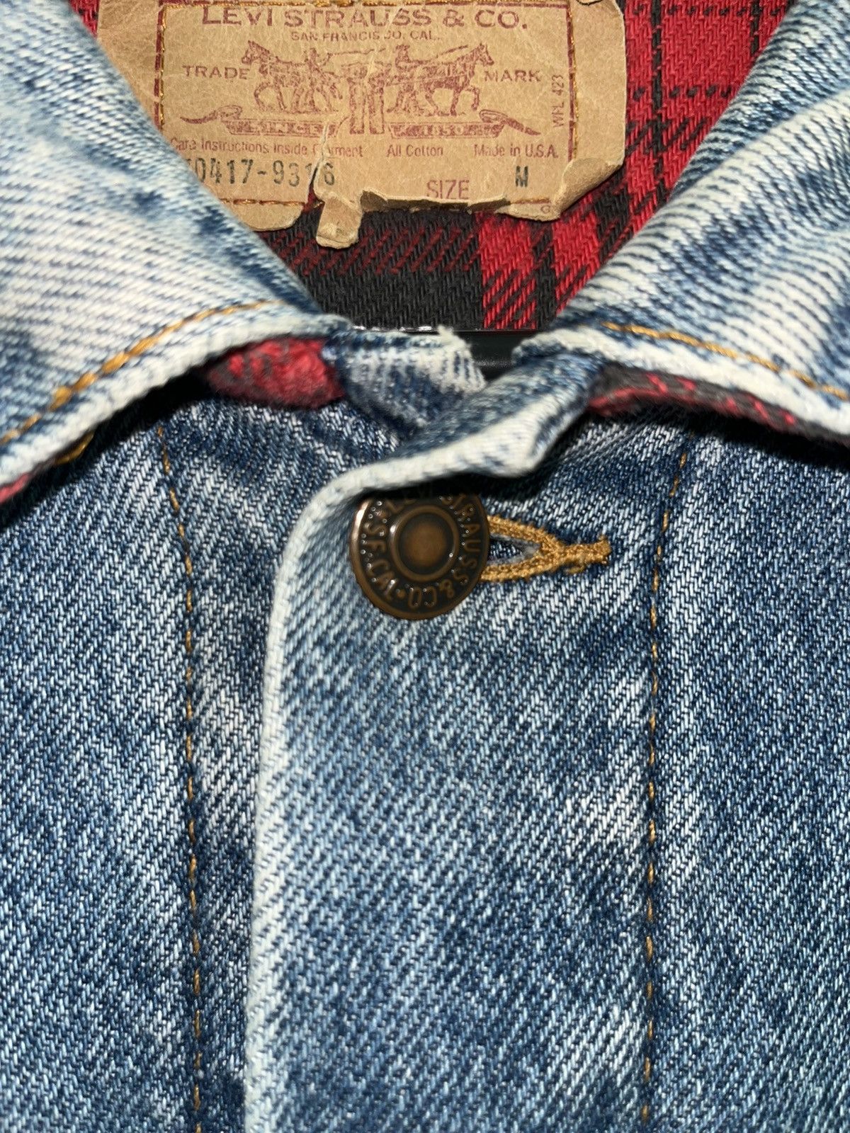 Levi's × Levi's Vintage Clothing × Vintage Vintage Levi's 80s Denim Trucker Jacket 70417 Flannel Lined Size US M / EU 48-50 / 2 - 4 Thumbnail