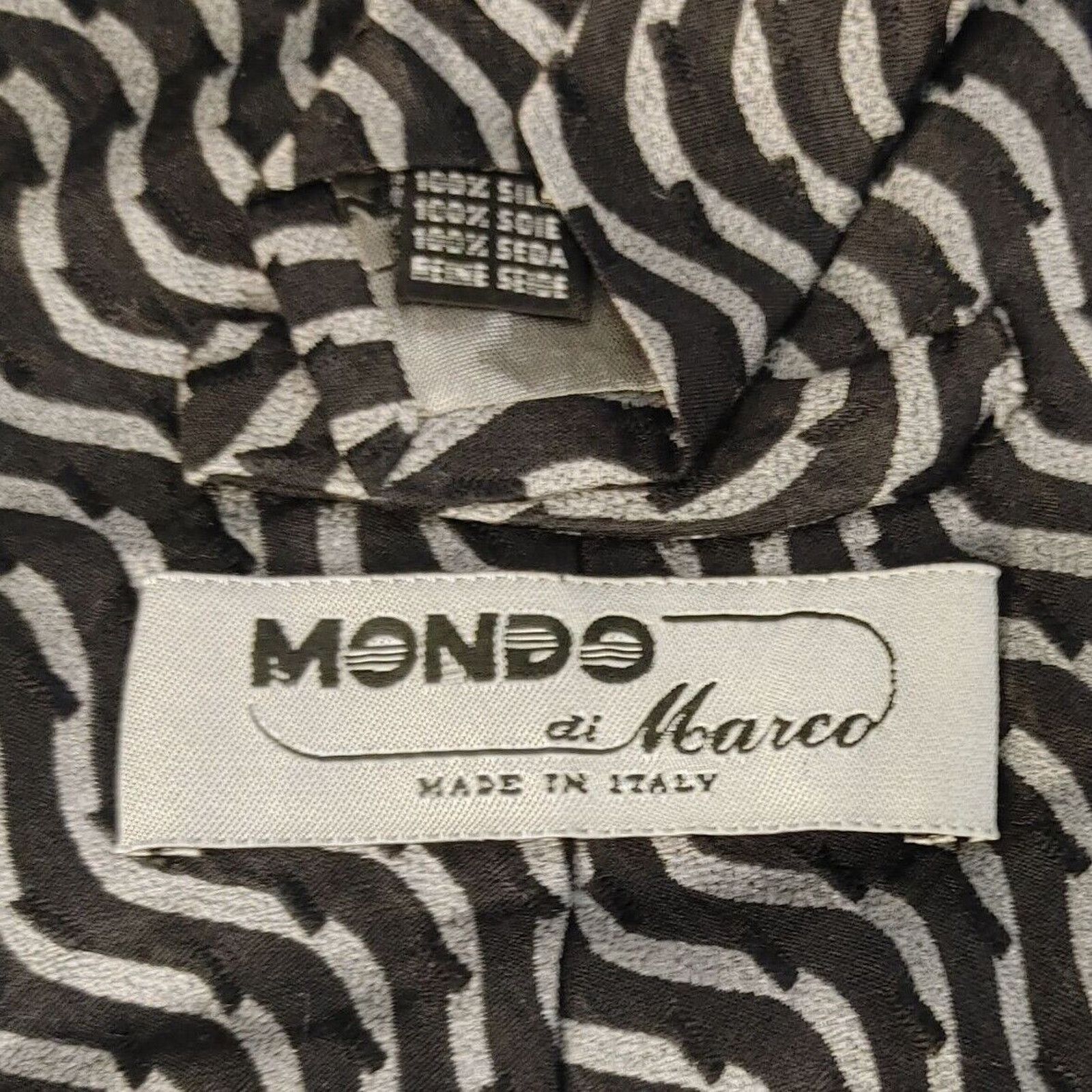 Other Mondo Di Marco Men's Black/White Striped 100% Silk Neck Tie Size ONE SIZE - 2 Thumbnail