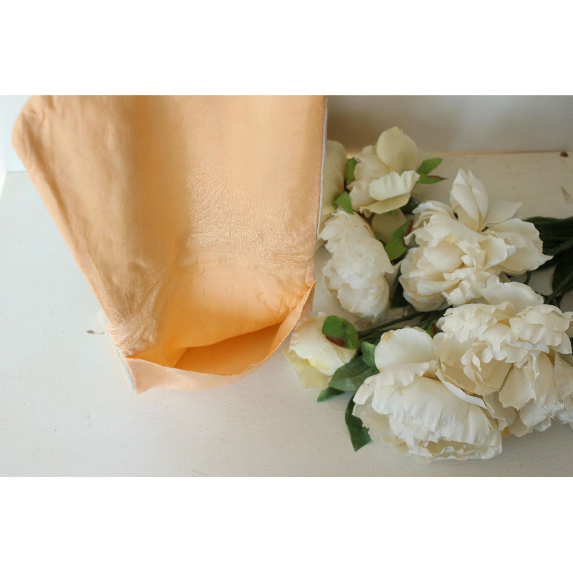 Vintage Vintage 1940s 1950s Stockings Bag, Peach and White Silk and Size ONE SIZE - 7 Thumbnail