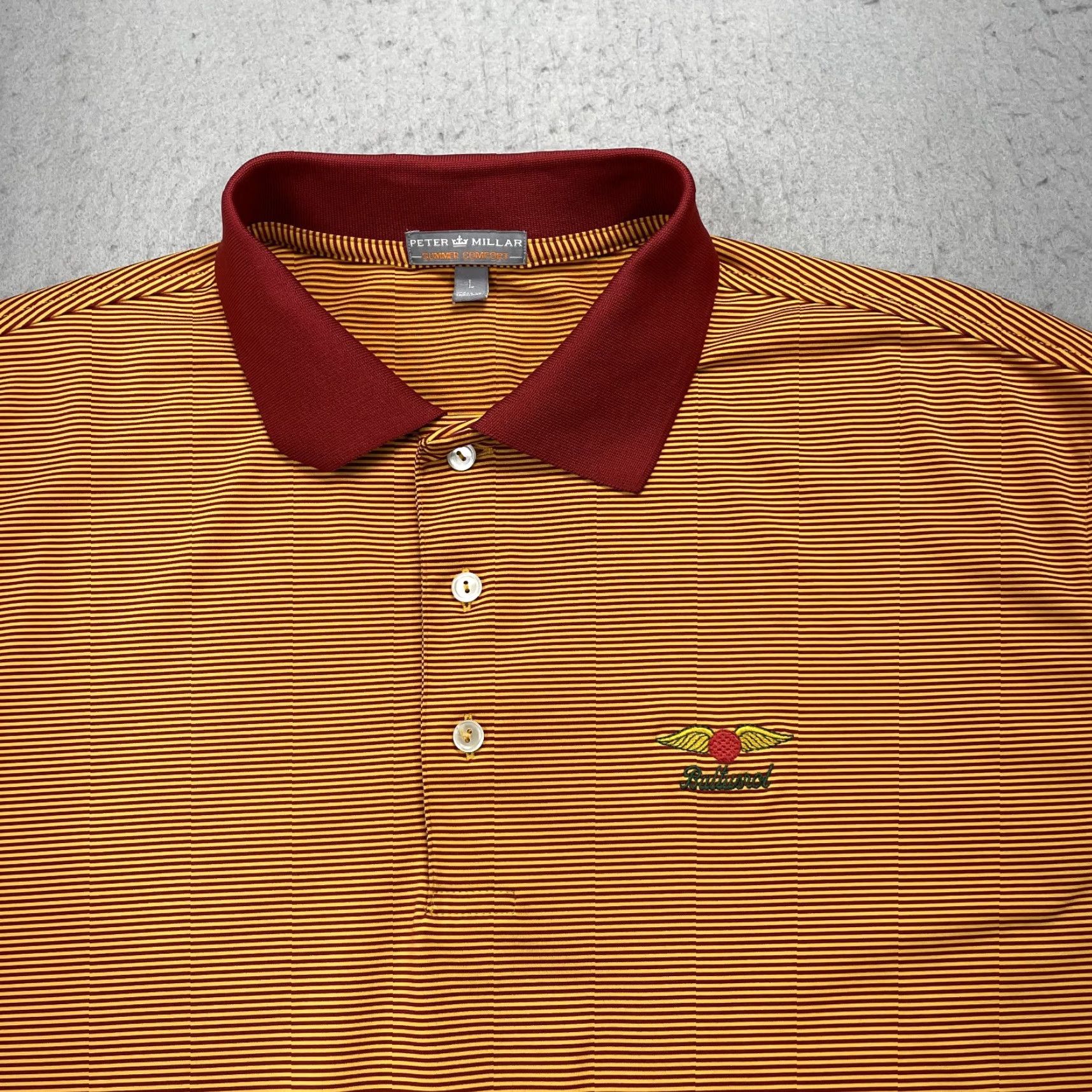 Peter Millar Peter Millar Polo Shirt Mens L Orange Striped Summer Comfort Golf Shirt Polo Men’s Orange Misc Sports Logo Vintage: No Size US L / EU 52-54 / 3 - 2 Thumbnail