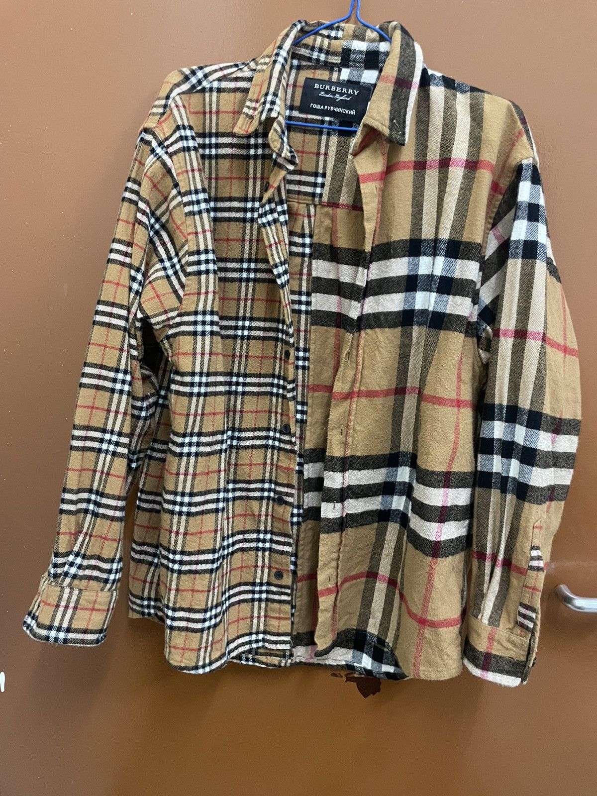 Gosha Rubchinskiy Burberry x Gosha Rubchinskiy Split Wool Flannel Shirt |  Grailed