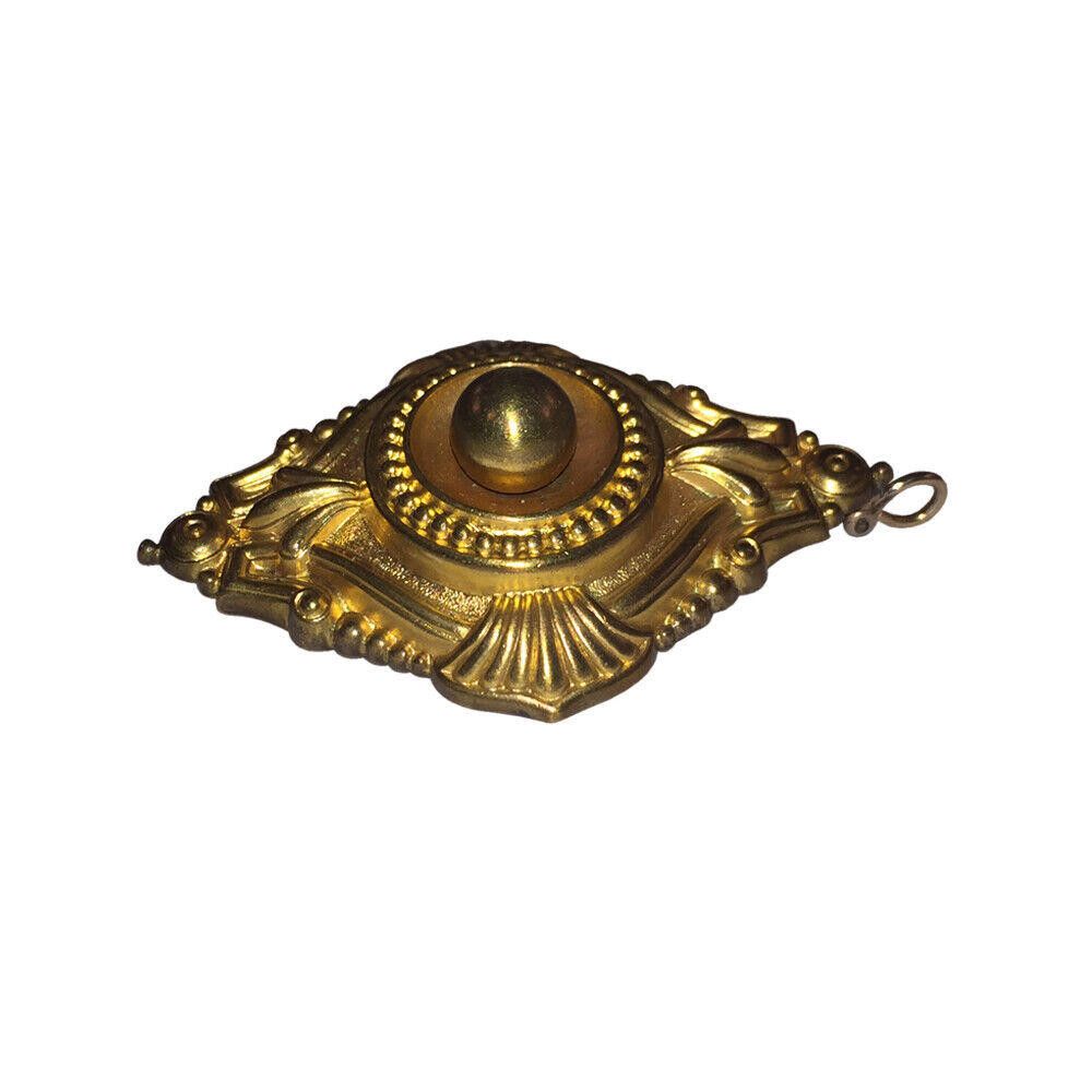 Designer Victorian Etruscan Inspired Brass Pendant Pin Locket Size ONE SIZE - 2 Thumbnail