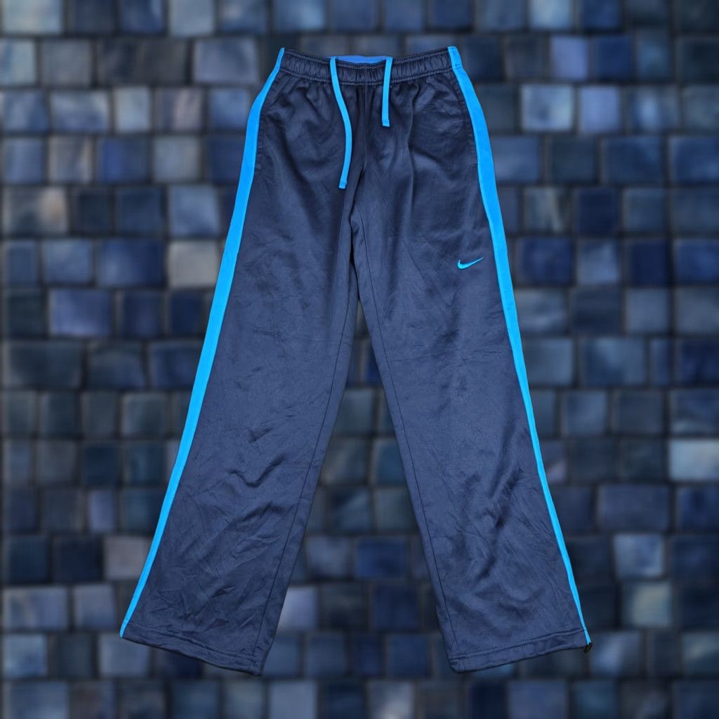 Nike Nike Track Pants Mens Small Blue Therma-FIT Fleece Side Stripe Zip Hem Athletic Size US 29 - 1 Thumbnail