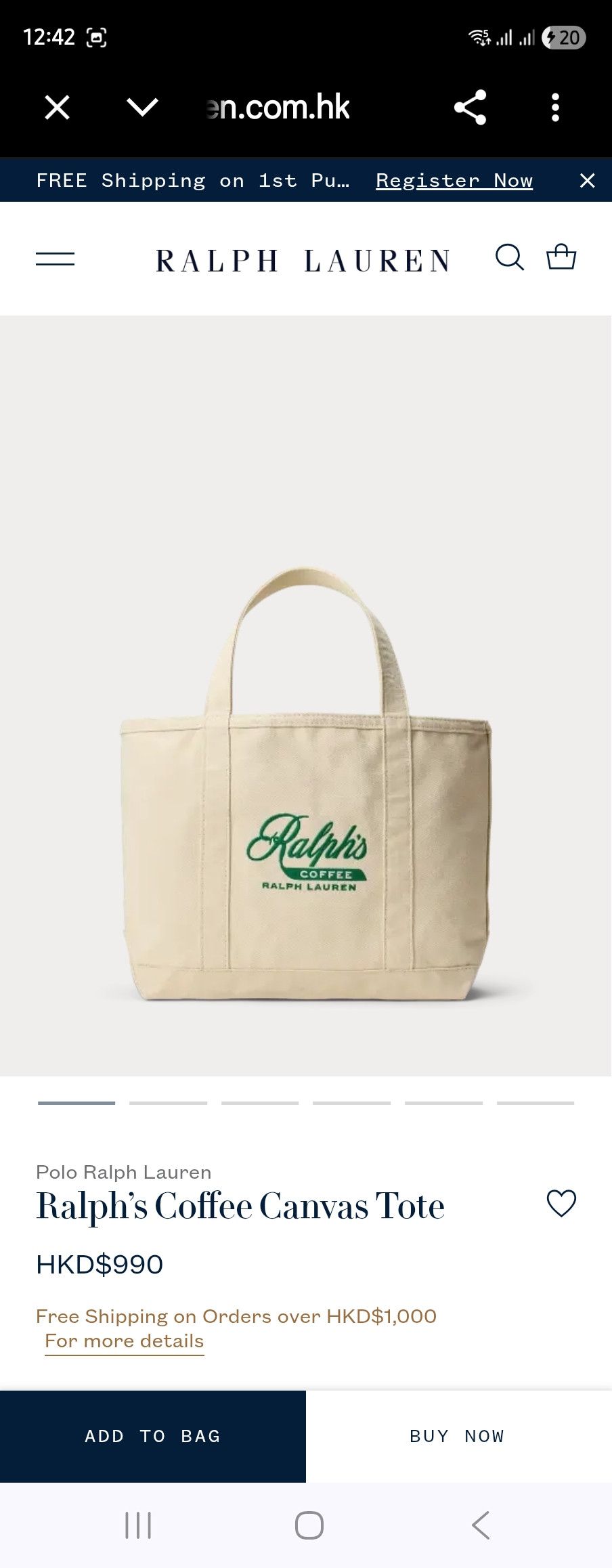 Polo Ralph Lauren NWOT Polo Ralph Lauren Coffee Canvas Tote Bag Neutral Size 26 - 8 Thumbnail