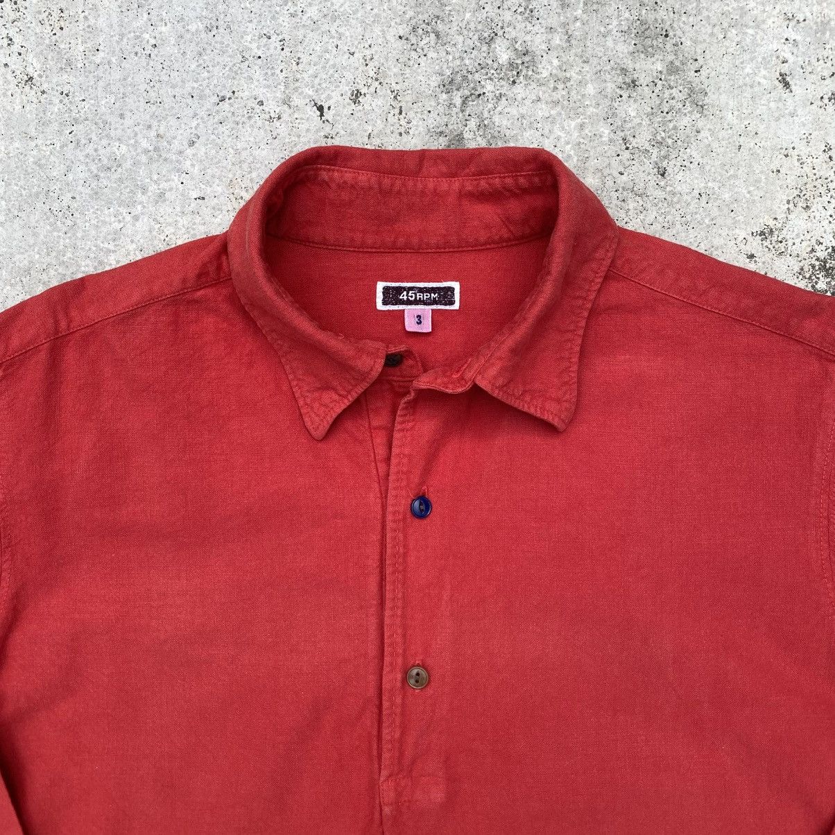 45rpm 45RPM Vintage Brick Orange Half Button-Up LS Polo Tee Size US M / EU 48-50 / 2 - 3 Thumbnail