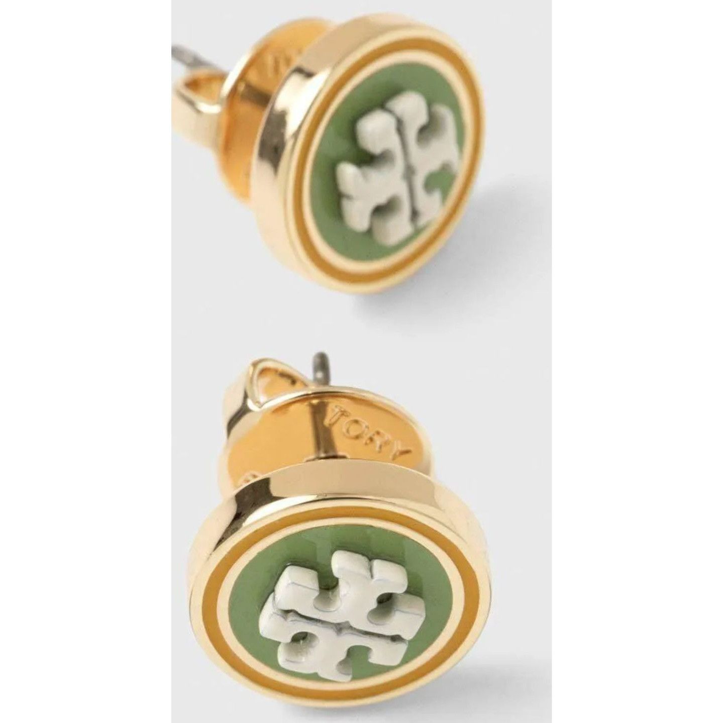 Tory Burch TORY BURCH Kira Green and White Enamel Stud Earrings Size ONE SIZE - 2 Thumbnail