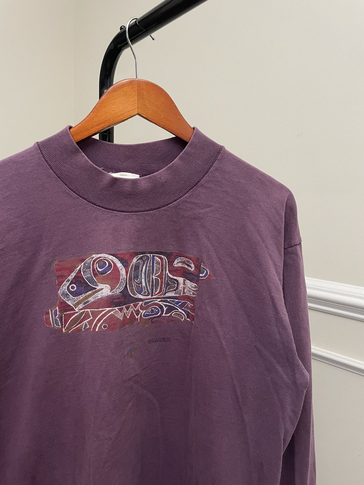 Vintage Vintage 90s Mock Neck Graphic Longsleeve Unsoundrags Hanes Size US L / EU 52-54 / 3 - 1 Thumbnail