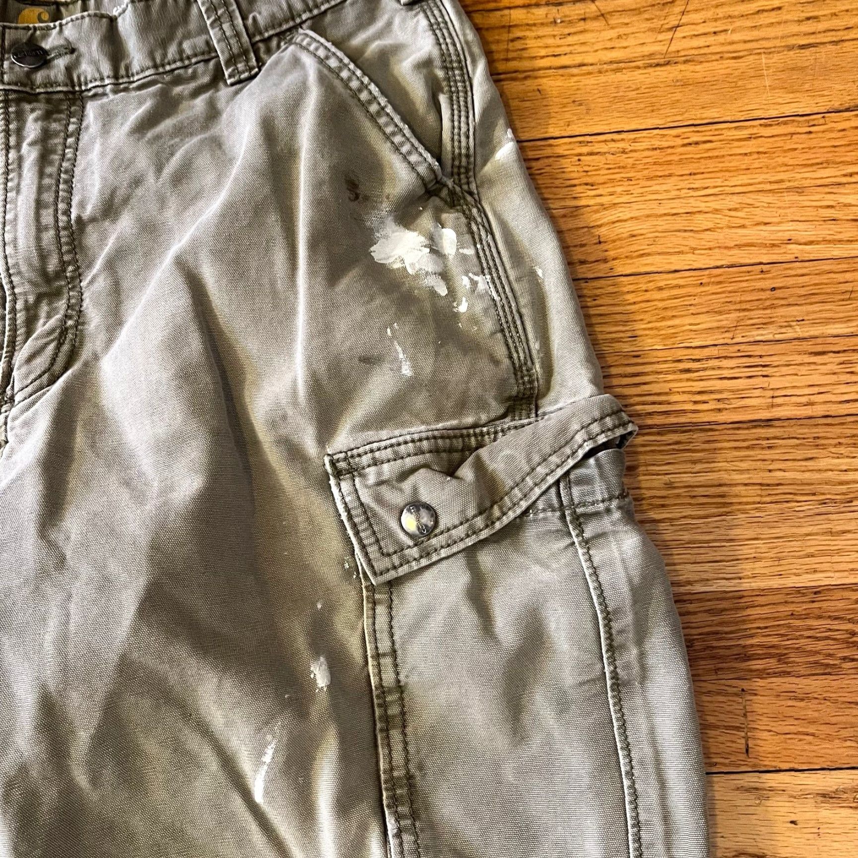Carhartt Carhartt Cargo Pants Mens 38 x 34 Relaxed Work Distressed Green Tan 34x32 Men Cargo Mens Green Tan Distressed Stains Hole"} Size US 36 / EU 52 - 3 Thumbnail