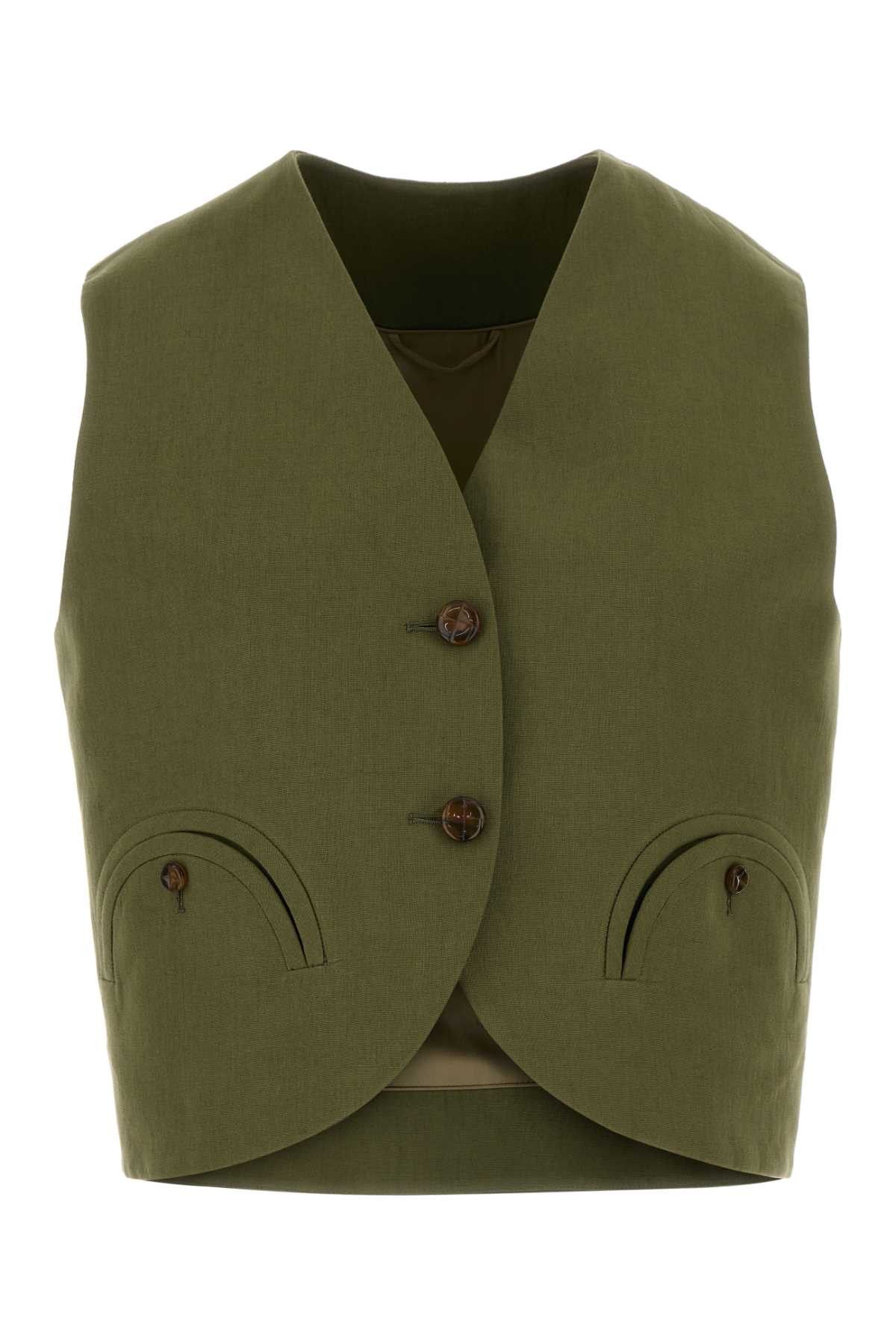 Blaze Olive Green Linen Midday Sun Vest Size XS / US 0-2 / IT 36-38 - 1 Thumbnail