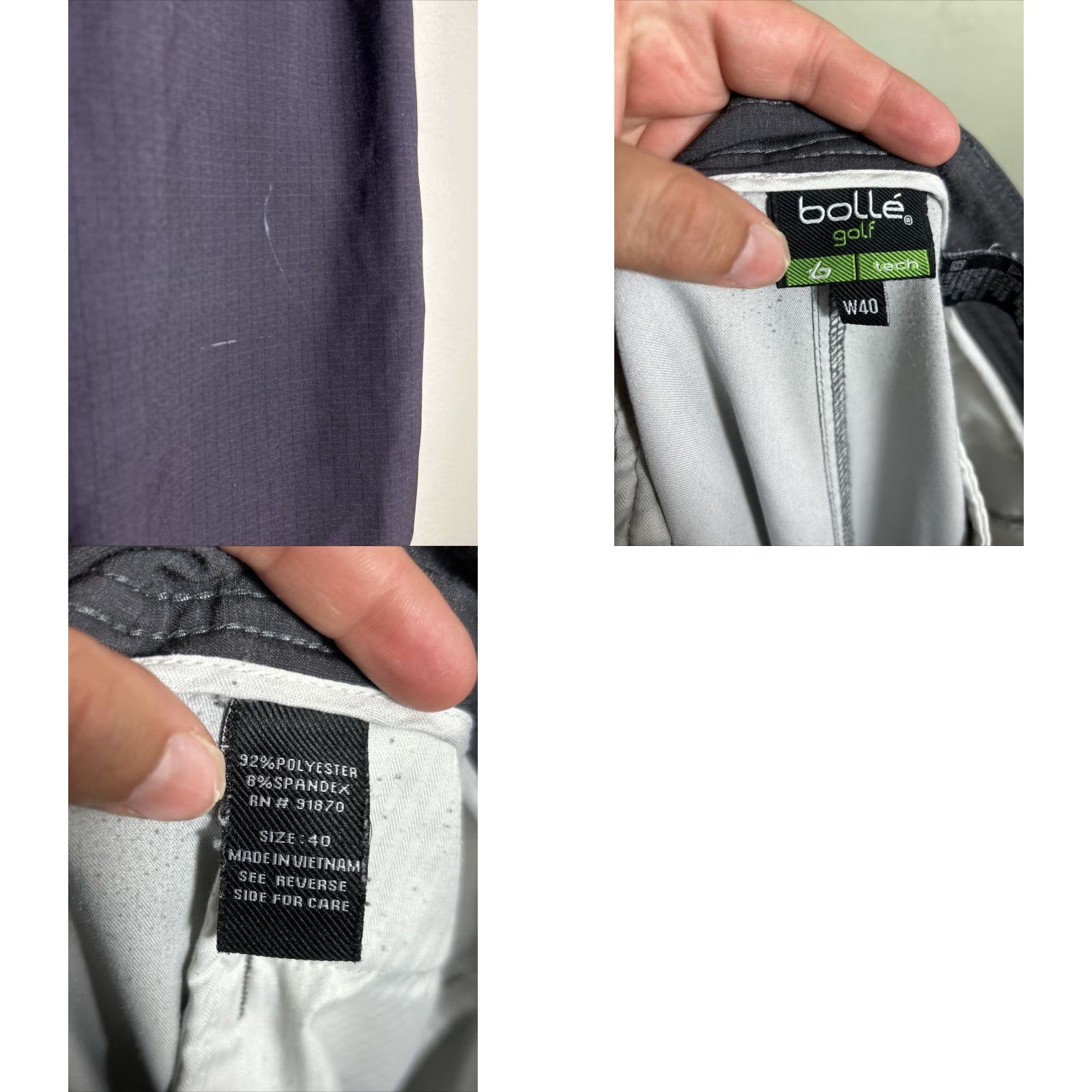 Vintage Bollé Tech Gray Flat Front Performance Shorts Men 40x10 Black/Gray Polyester Spandex Casual Golf Outdoor 10in Inseam Mens Size US 40 / EU 56 - 9 Thumbnail