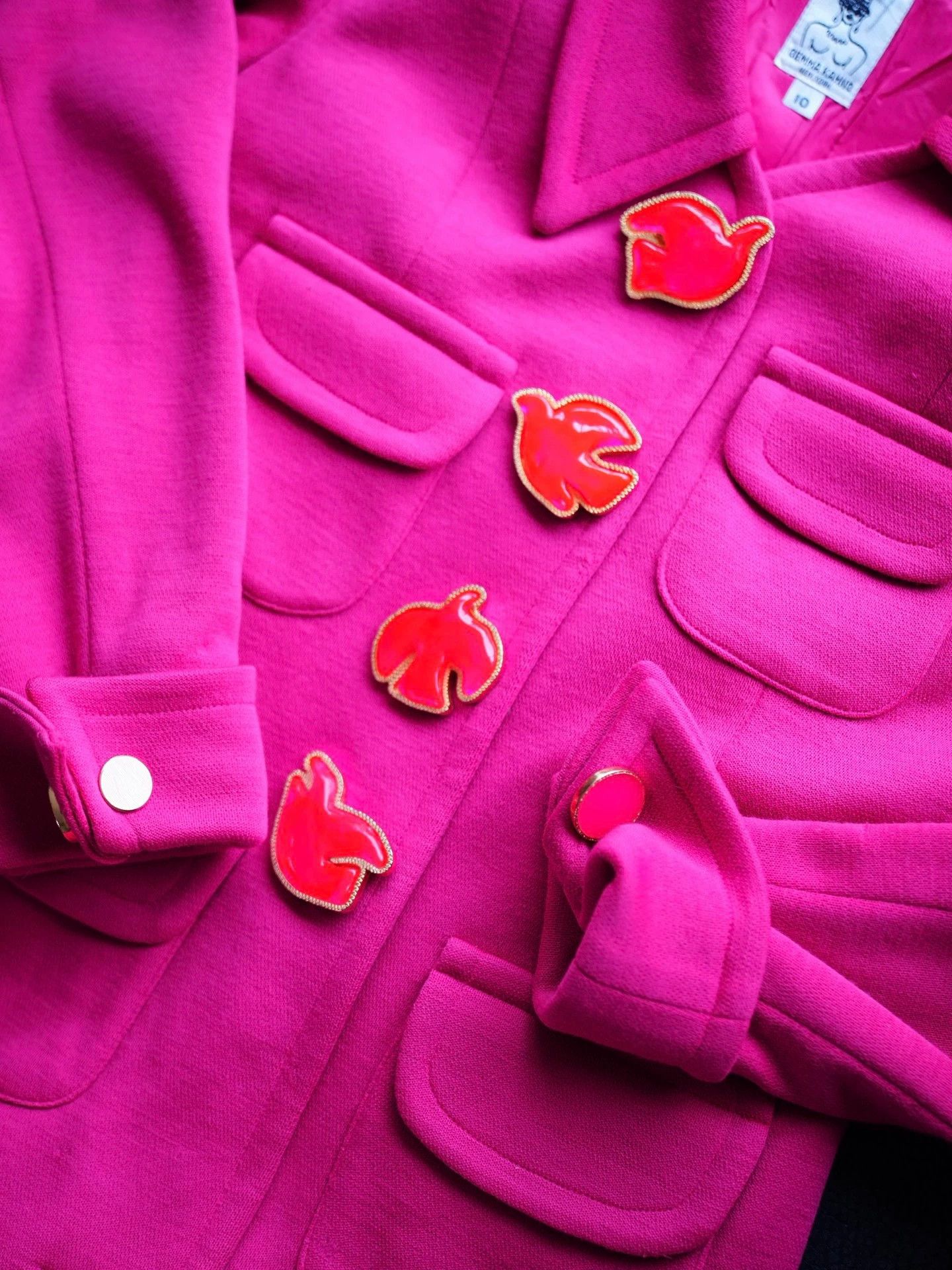 Other Gemma Kahng Vintage Pink Wool Blazer Pigeon Jeweled US10 Size L / US 10 / IT 46 - 5 Thumbnail