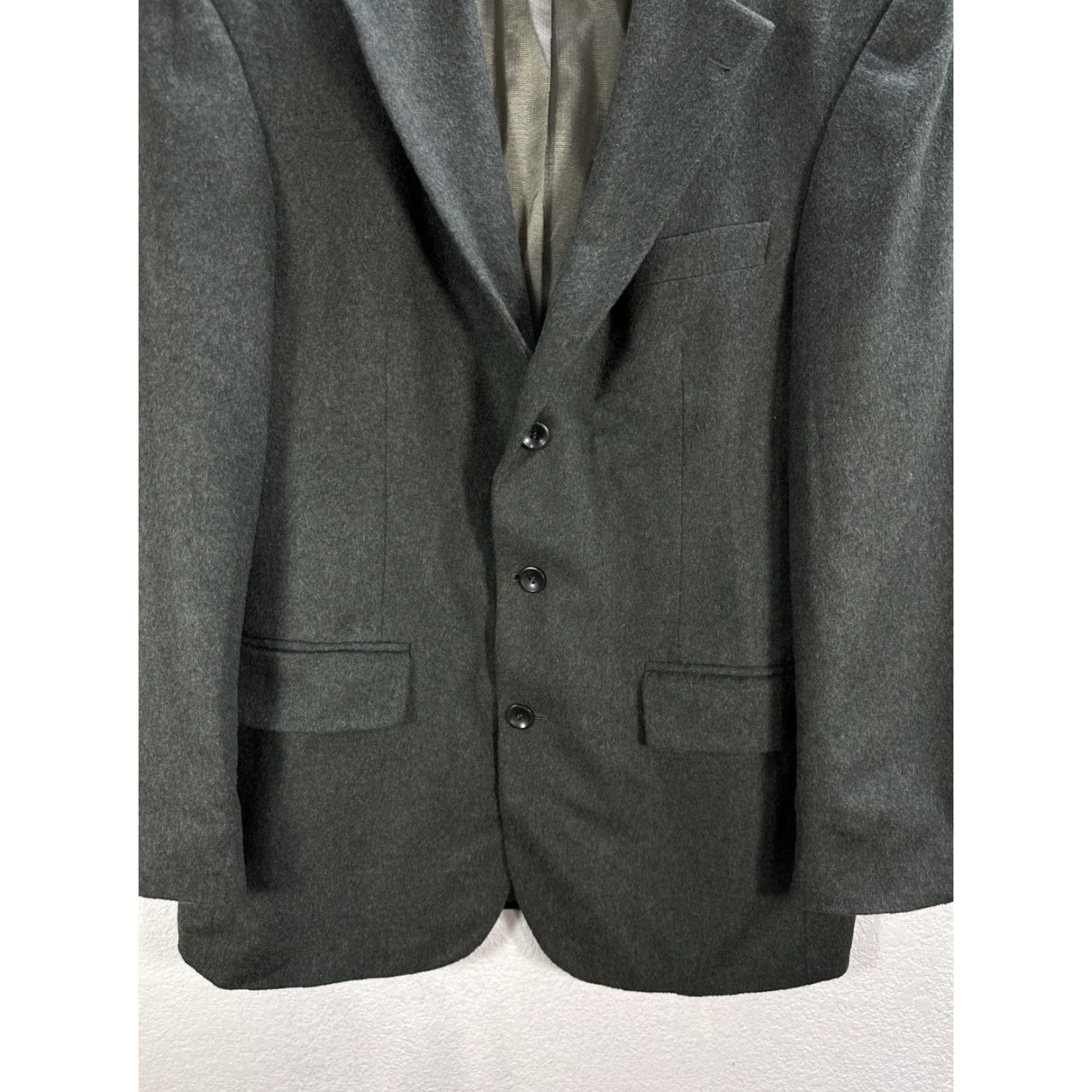 Oscar De La Renta VINTAGE Oscar de la Renta Blazer Jacket Mens Green 41R Single Breasted Cashmere Wool Nylon Three-Button Wool Blazer Mens Size 42R - 5 Thumbnail