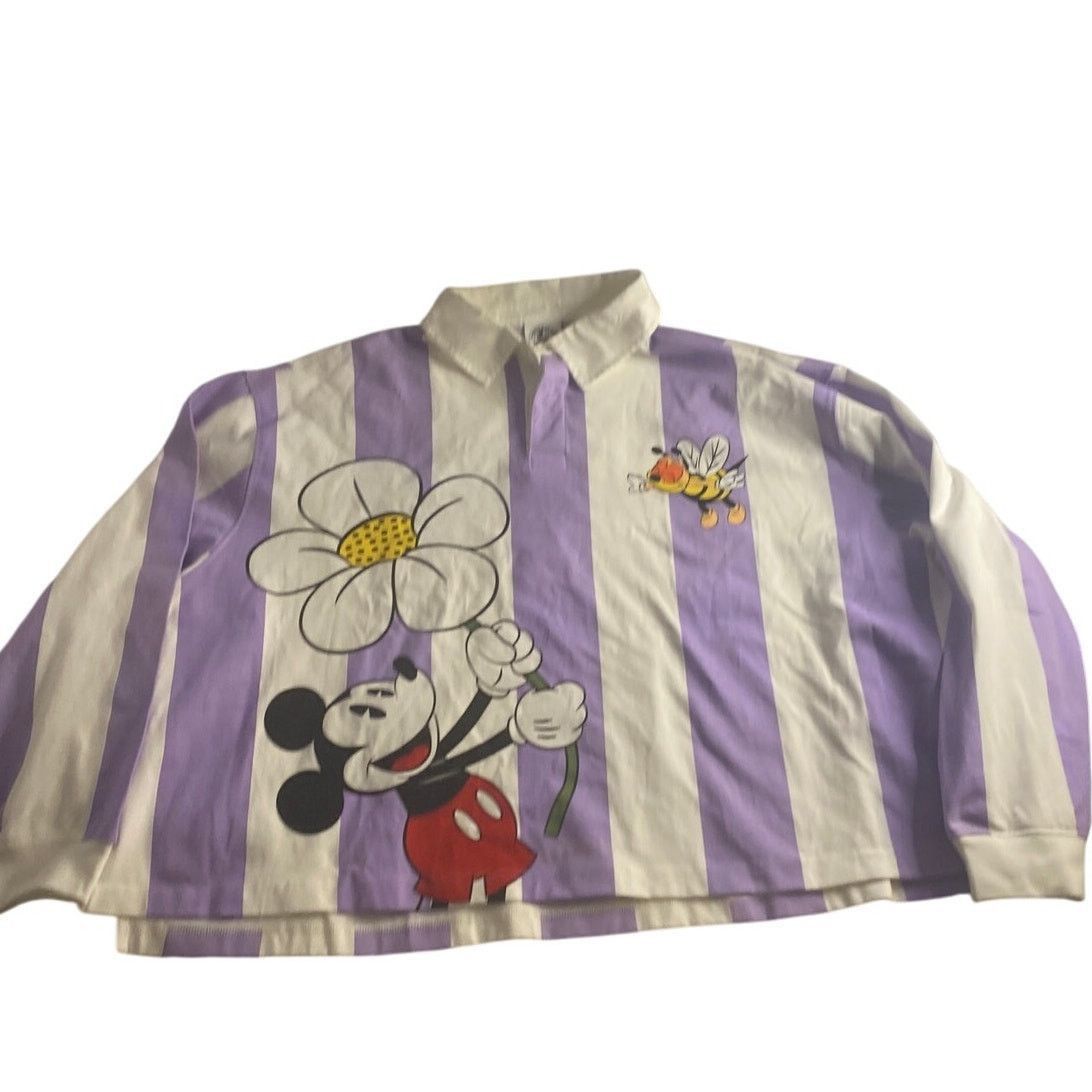 Disney Vintage Disney Mickey & Co Purple White Striped 2X Size XXL / US 16-18 / IT 52-54 - 2 Thumbnail