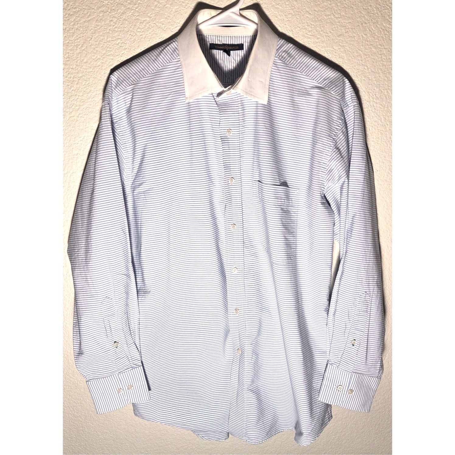 Tommy Hilfiger Tommy Hilfiger Blue Striped Button Up - Men's Shirt - Large Size US L / EU 52-54 / 3 - 4 Thumbnail