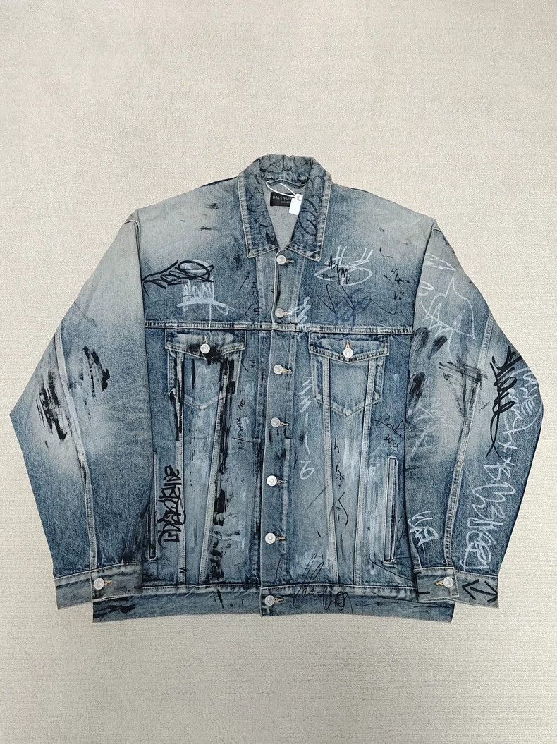Balenciaga Balenciaga 23 FW graffiti hand painted vandalism old denim Size US S / EU 44-46 / 1 - 1 Thumbnail