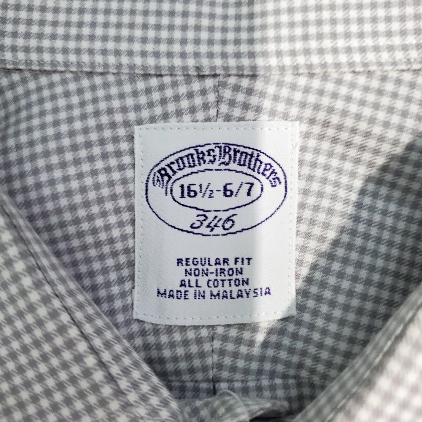 Brooks Brothers Brooks Brothers 346 Shirt Mens Extra Large Gray Plaid Regular Fit Non-Iron Dress Shirt Size 46R - 5 Thumbnail