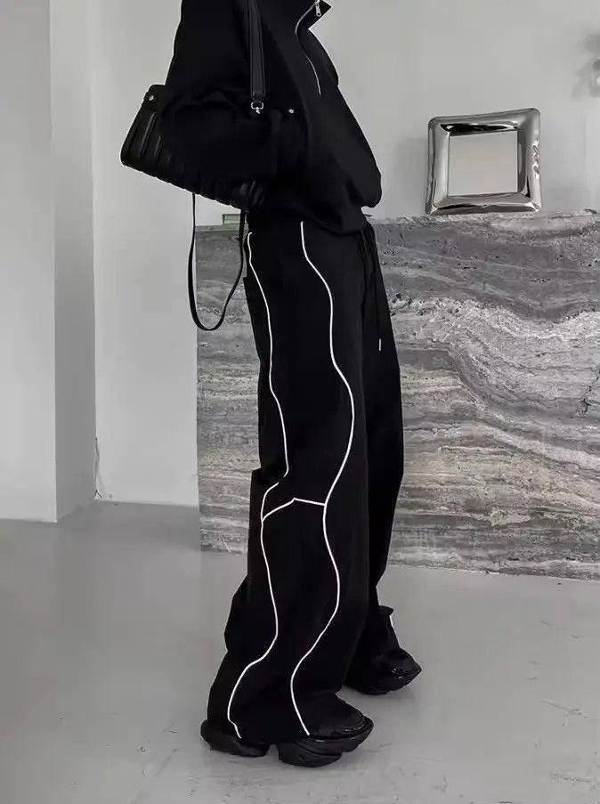 Japanese Brand × Vintage Y2K 2000s retro side swirl line baggy loose pants Size US 30 / EU 46 - 3 Thumbnail
