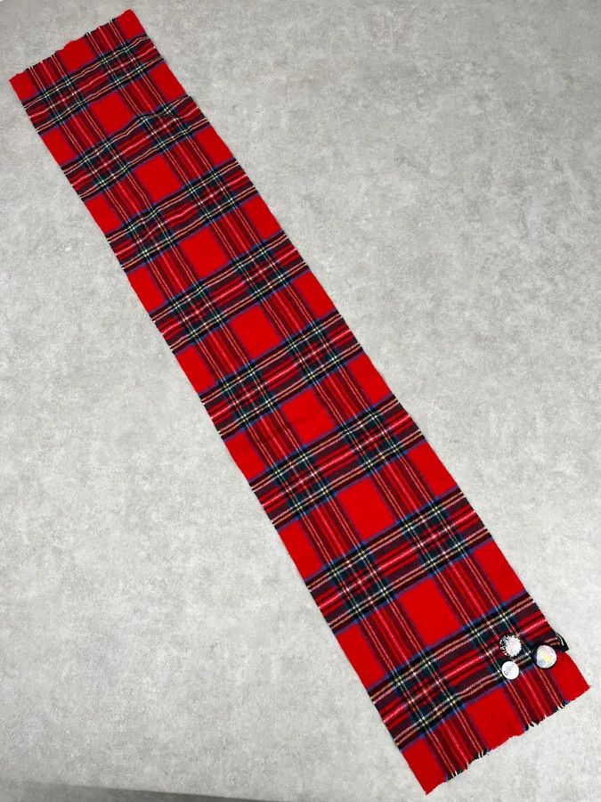 Dsquared2 Dsquared2 Red & Green Wool Tartan Plaid Pin Scarf Size ONE SIZE - 4 Thumbnail