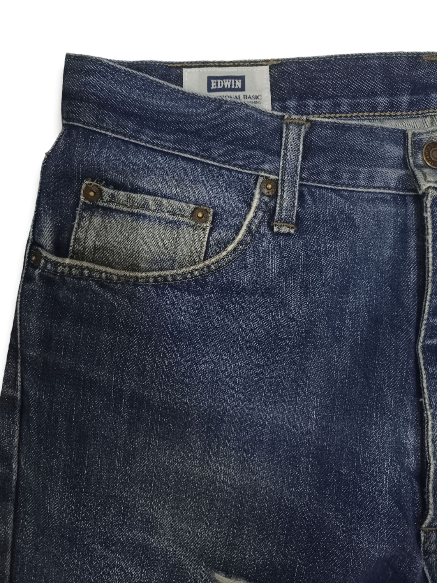 Edwin × Japanese Brand Vintage Edwin Japan Blue Wash Distressed Baggy Jeans 34x29 Size US 34 / EU 50 - 4 Thumbnail