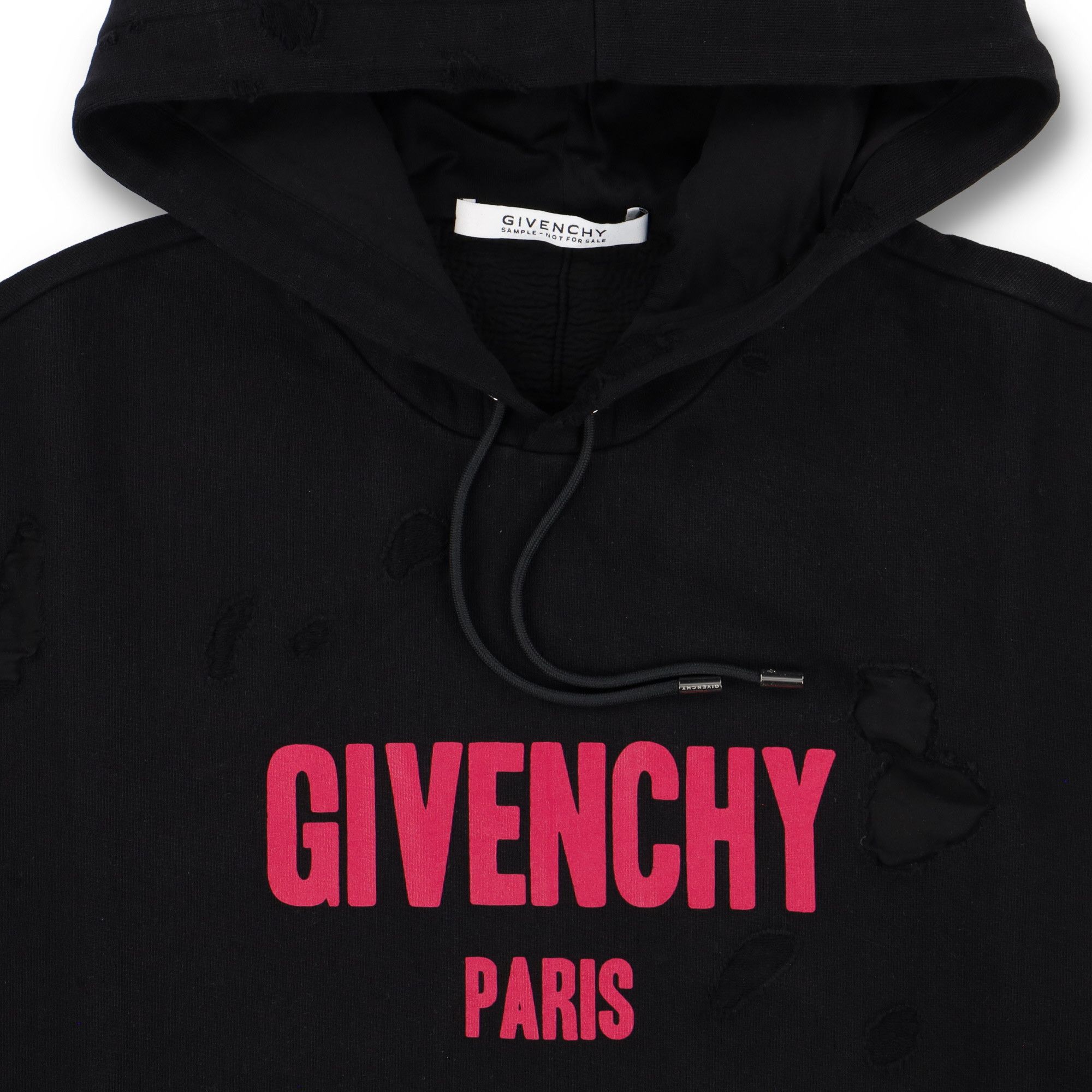 Givenchy Black Fuchsia Destroyed Logo Oversized Hoodie Size XS / US 0-2 / IT 36-38 - 5 Thumbnail