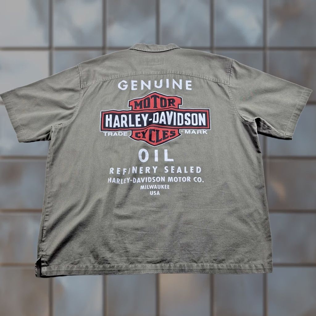 Harley Davidson Harley Davidson Shirt Mens 2XL Green Graphic Short Sleeve Button Front Biker Size US XXL / EU 58 / 5 - 1 Thumbnail