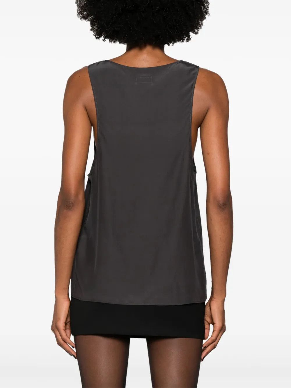 Saint Laurent Paris o1y0126 Silk Tank Top in Gray Size S / US 4 / IT 40 - 4 Thumbnail