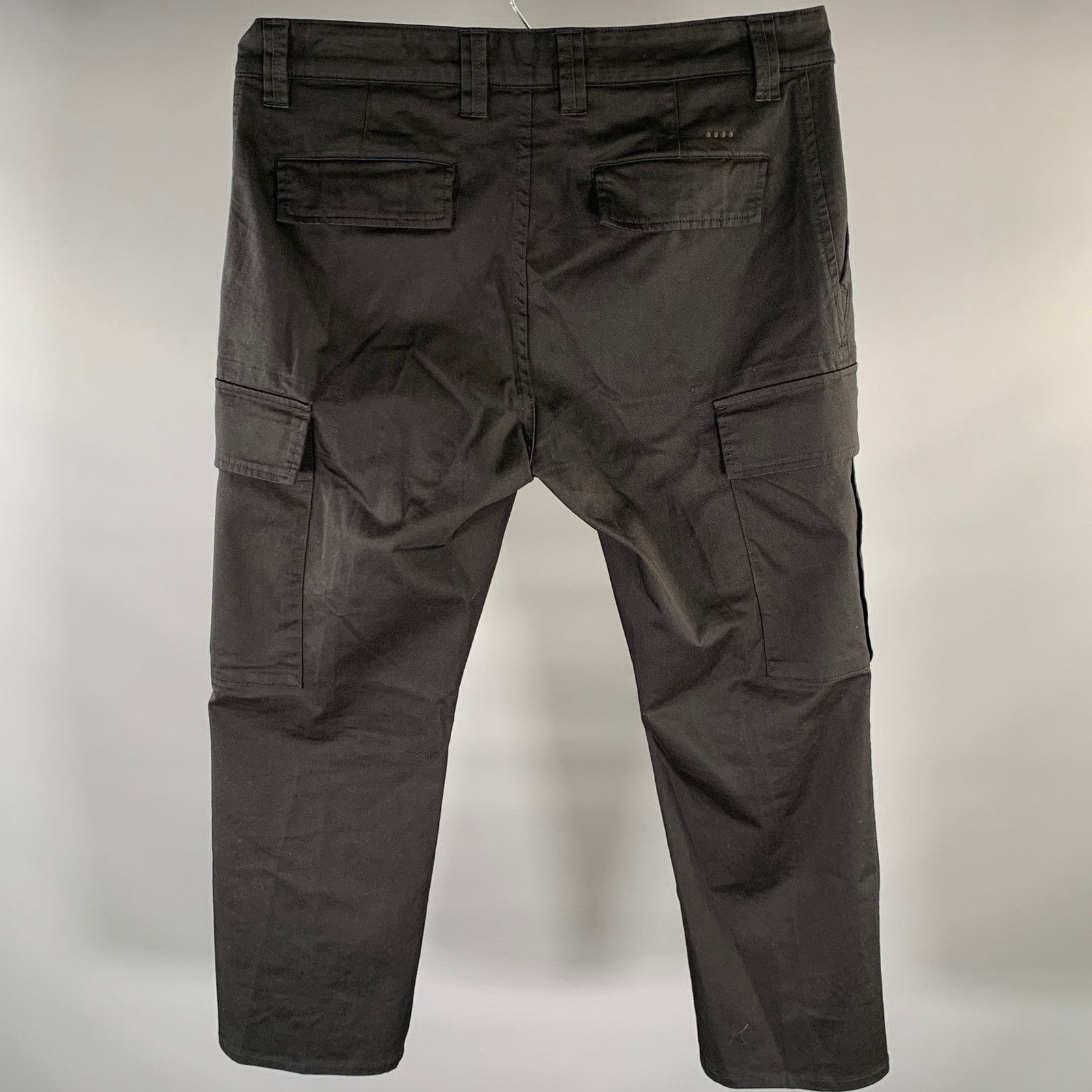 Other YCHAI Size 34 Black Solid Cotton Blend Cargo Casual Pants Size US 34 / EU 50 - 2 Thumbnail