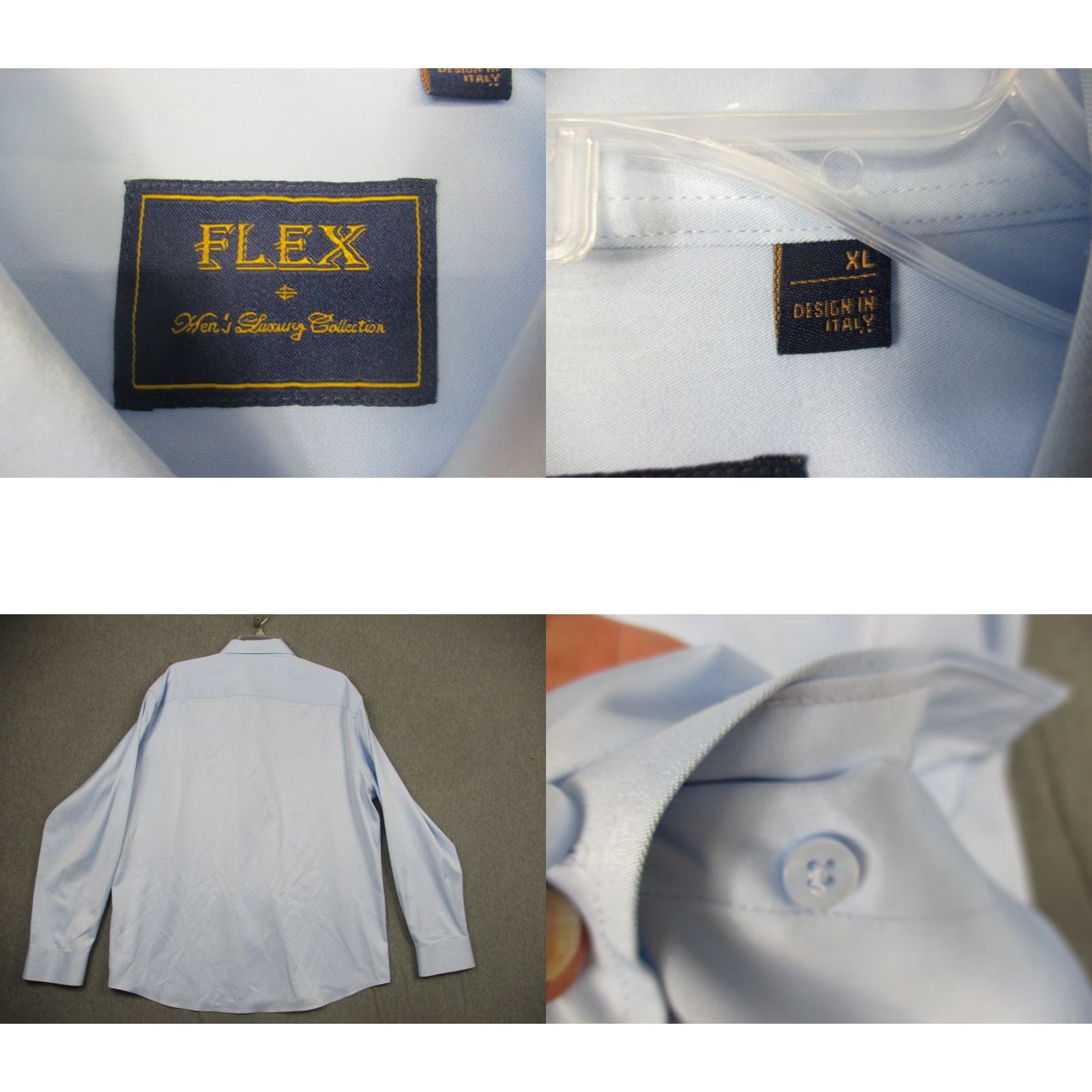 Vintage Flex Shirt XL Blue Button Down Long Sleeve Dress Mens Luxury Collection Italy Size 46R - 8 Thumbnail